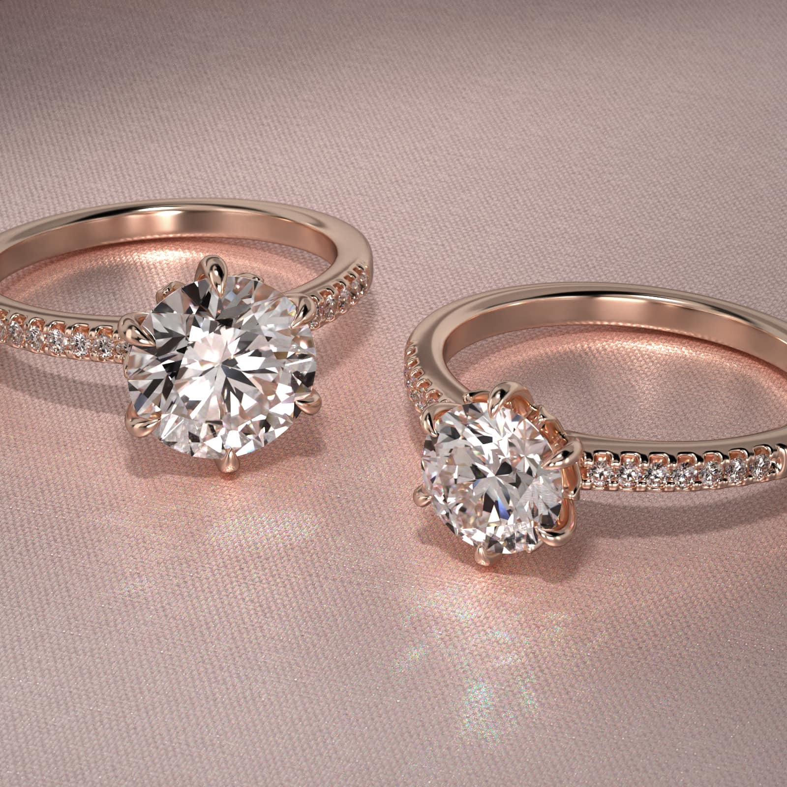 14K Rose Gold Modified French Cut Six Prong Engagement Ring