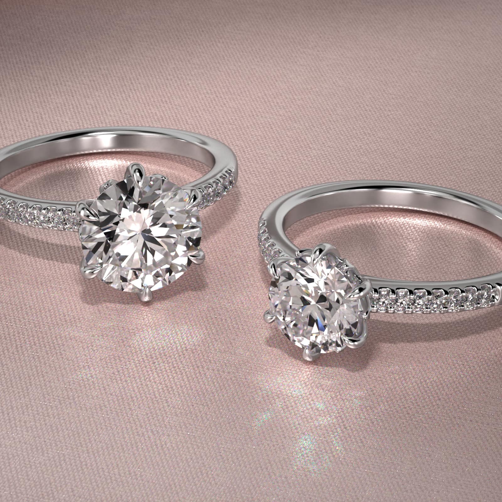 18K White Gold Modified French Cut Six Prong Engagement Ring