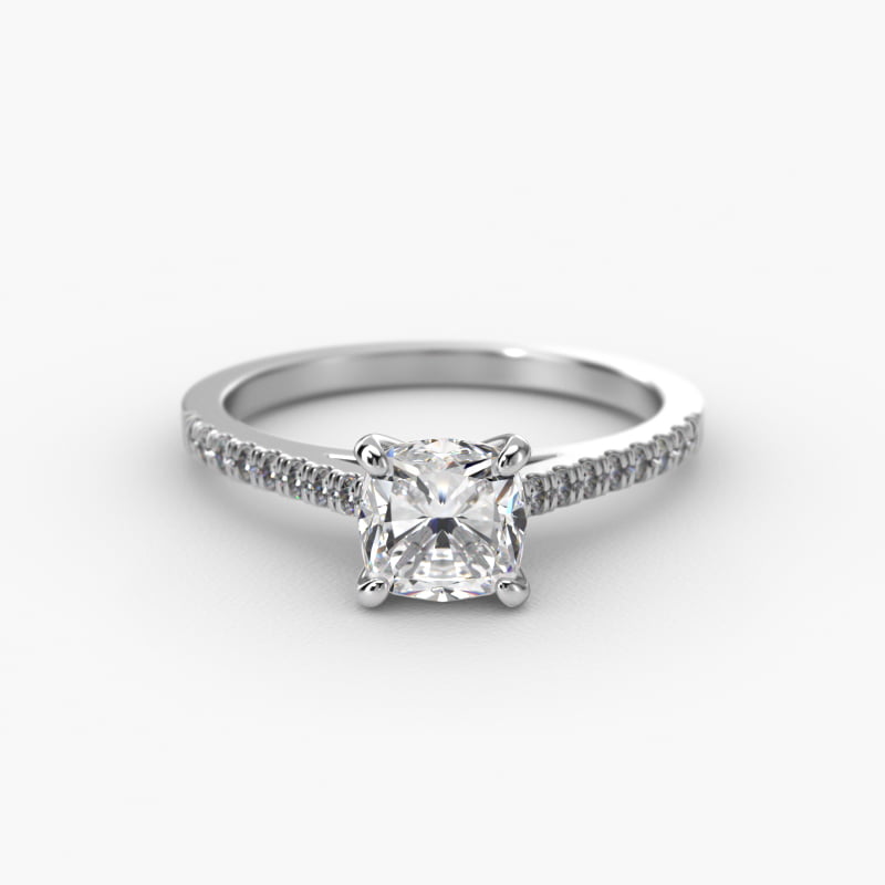 Petite Pavé Cathedral Diamond Engagement Ring In Platinum