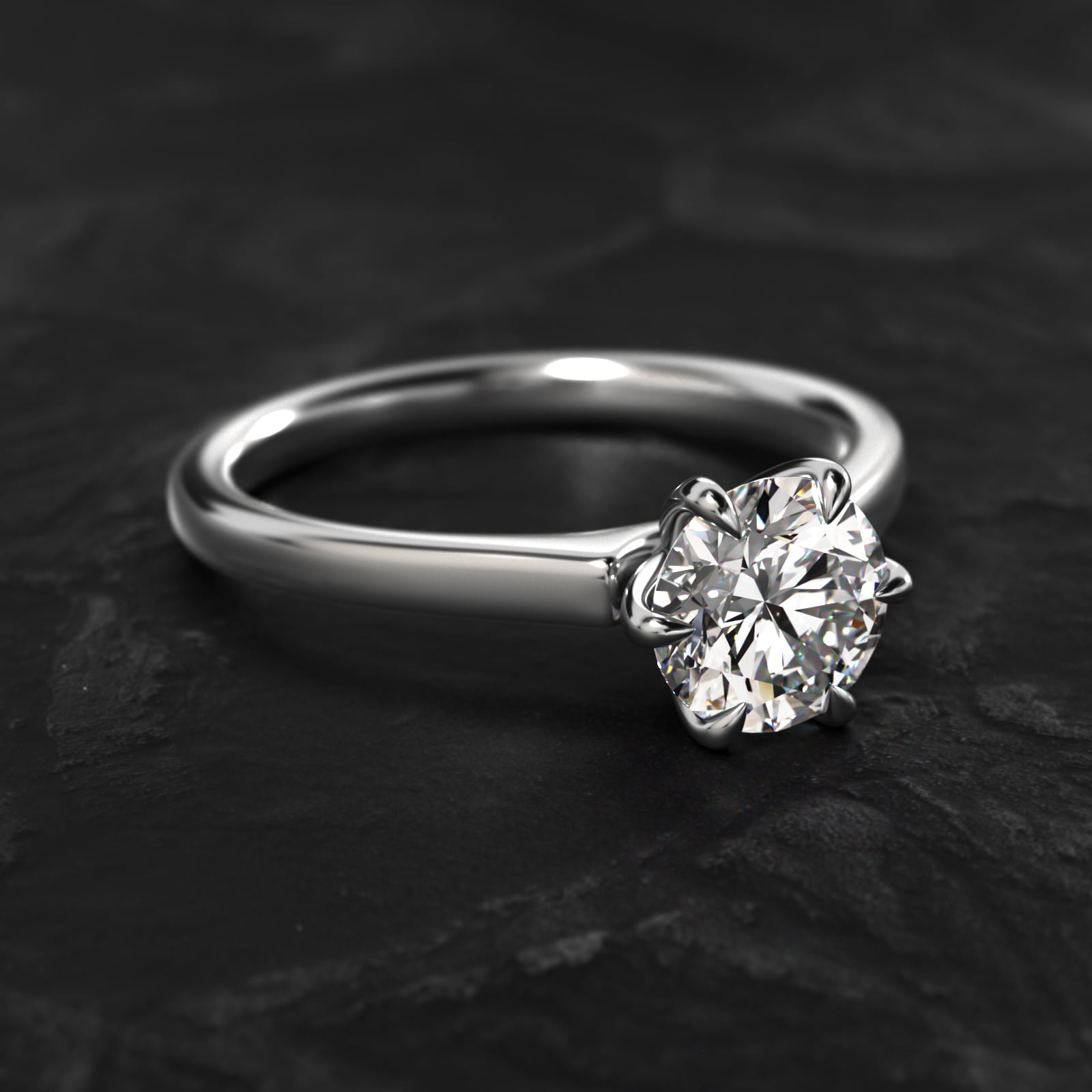 Tapered Six Prong Solitaire Engagement Ring In Platinum
