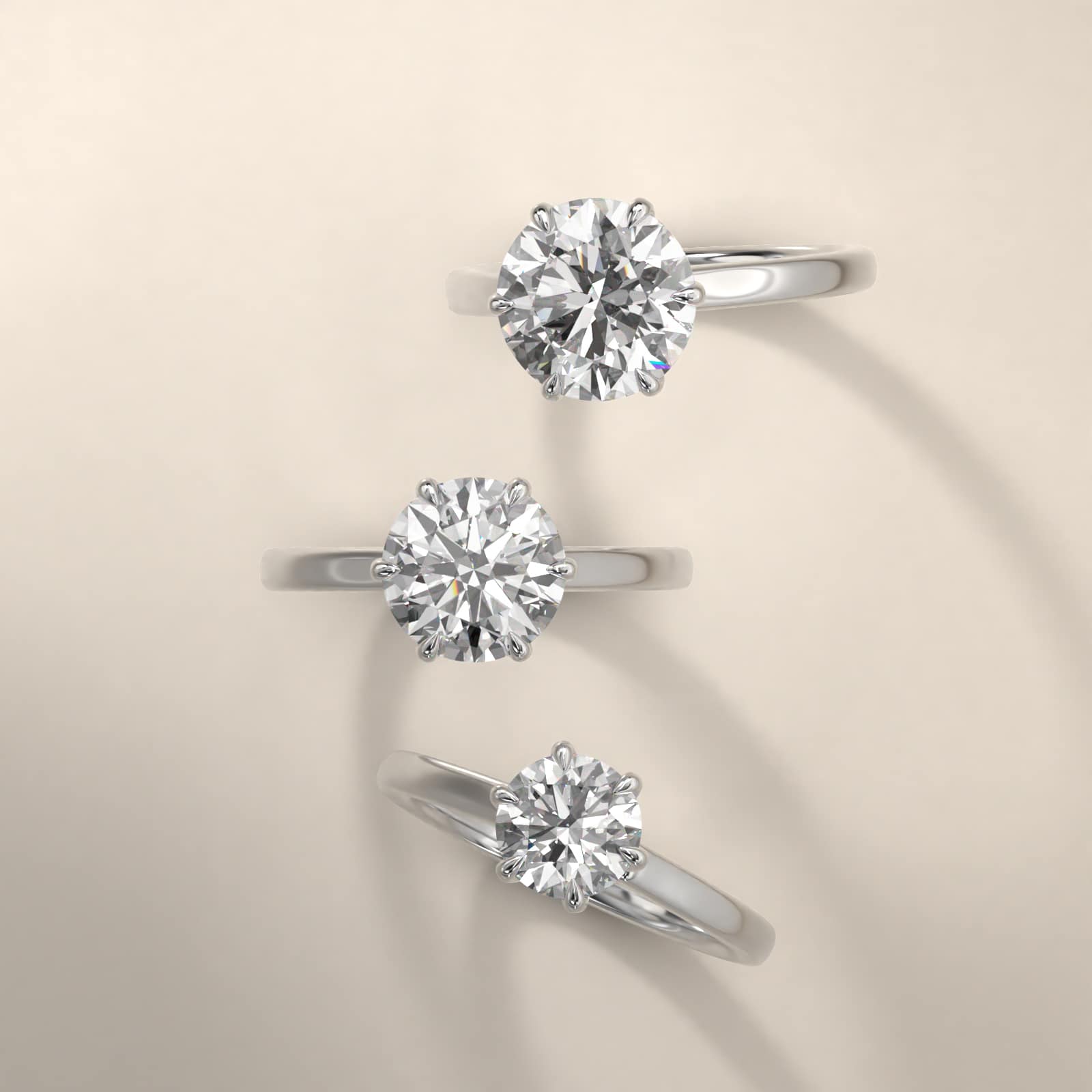 Tapered Six Prong Solitaire Engagement Ring In Platinum