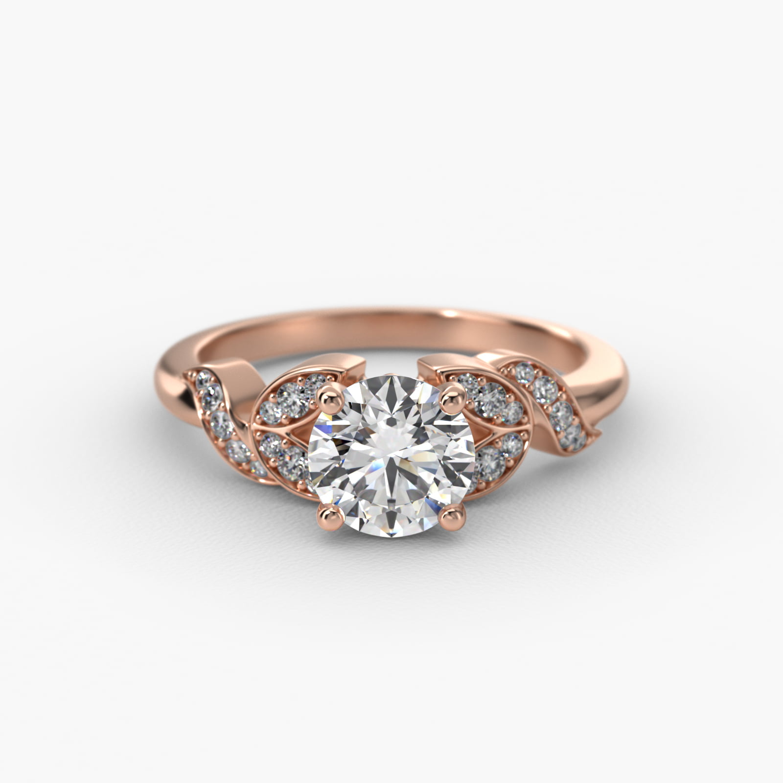 Pavé Vine Diamond Engagement Ring In 14K Rose Gold
