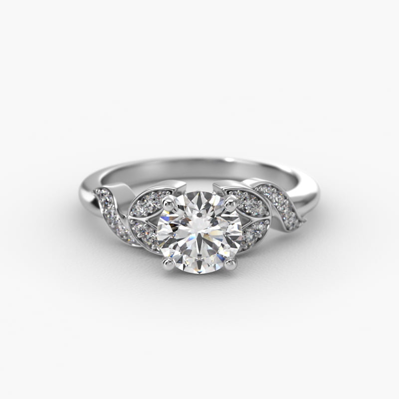 Pavé Vine Diamond Engagement Ring In Platinum