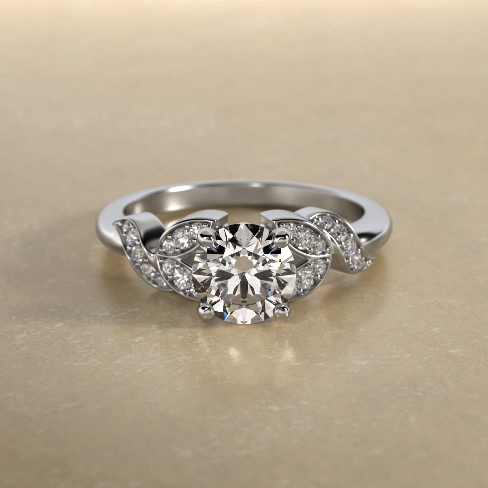 Pavé Vine Diamond Engagement Ring In Platinum