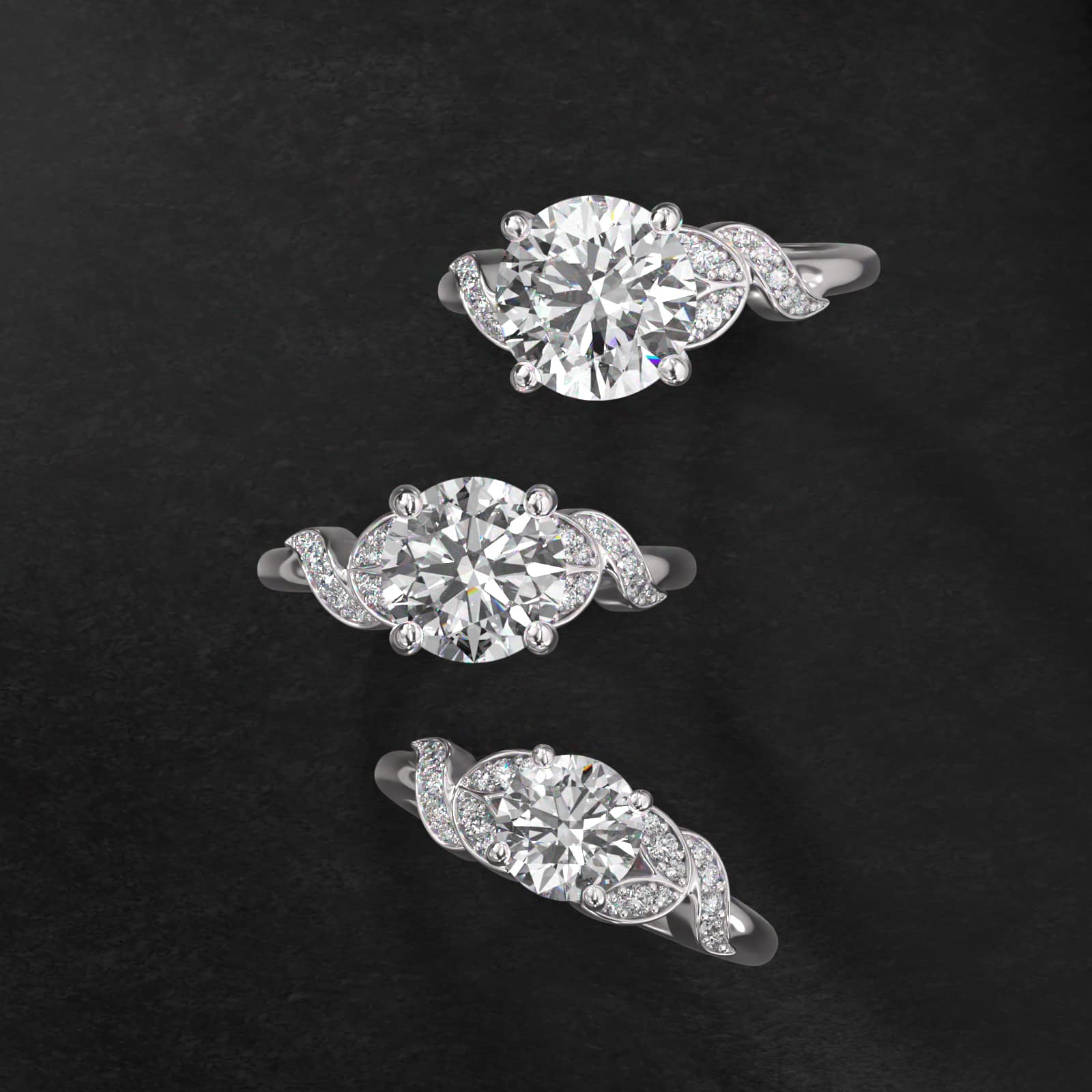 Pavé Vine Diamond Engagement Ring In Platinum