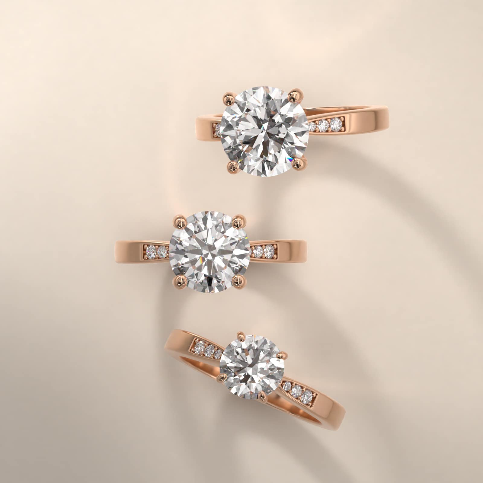 Petite Diamond Accent Pavé Engagement Ring In 14K Rose Gold