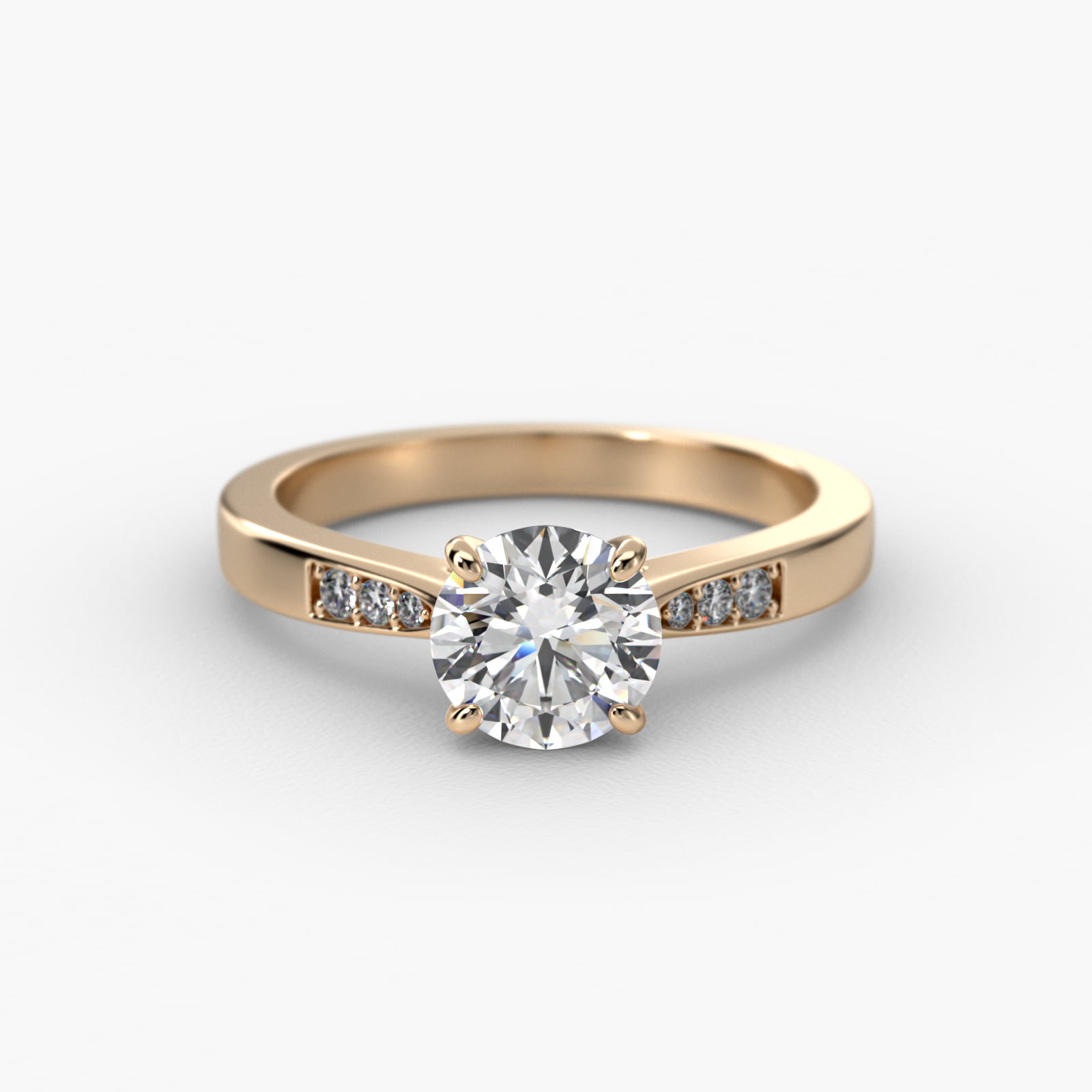 Petite Diamond Accent Pavé Engagement Ring In 18K Yellow Gold