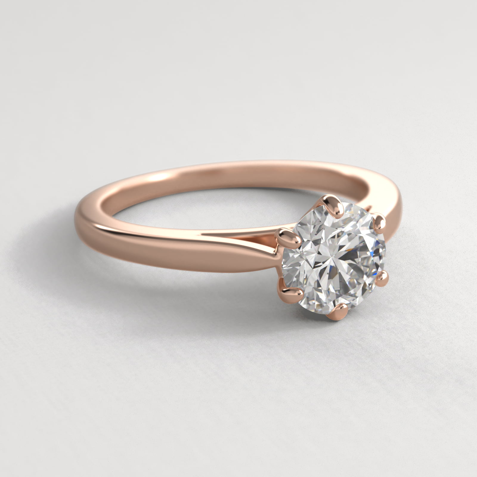 Petite Flower Solitaire Engagement Ring In 14K Rose Gold