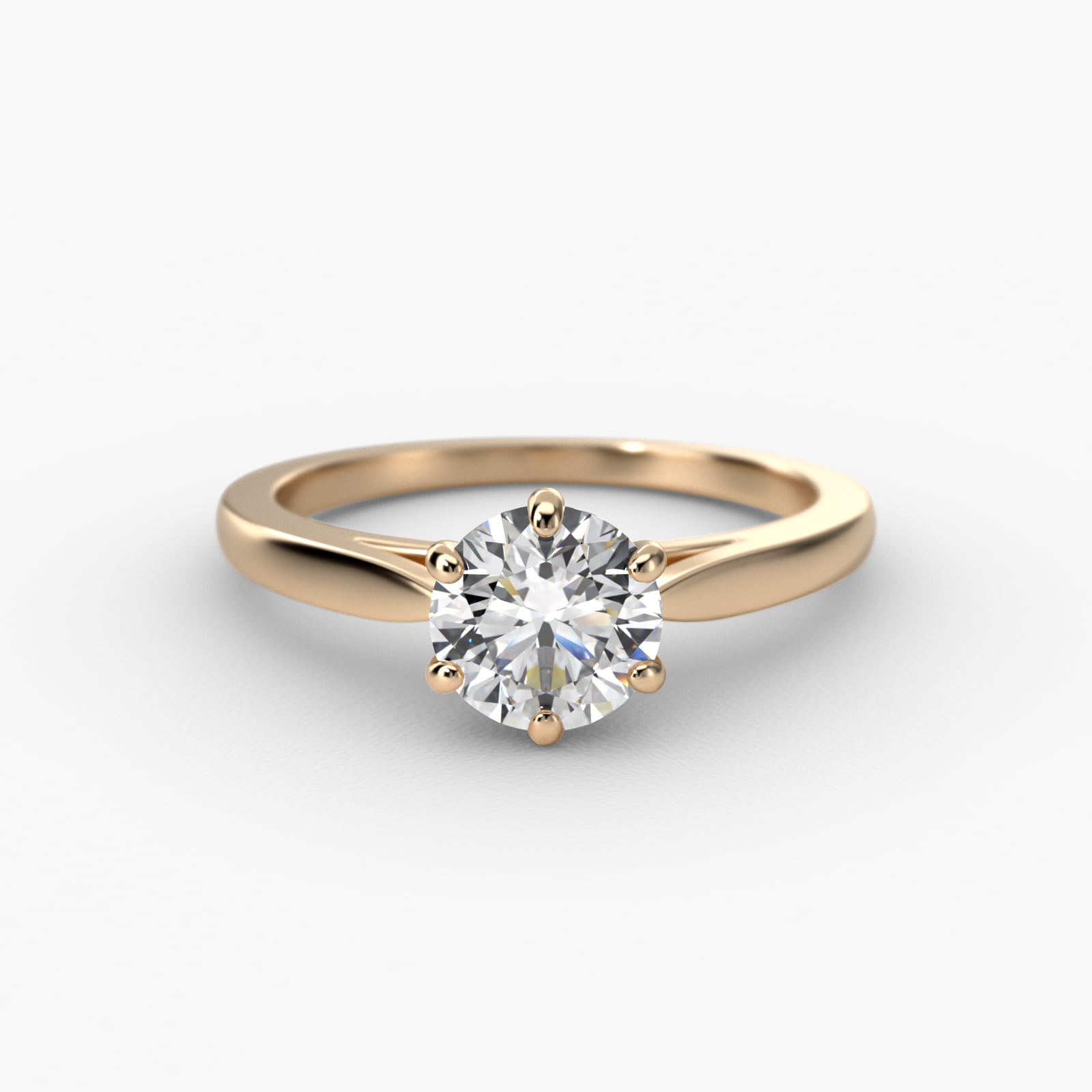 Petite Flower Solitaire Engagement Ring In 14K Yellow Gold