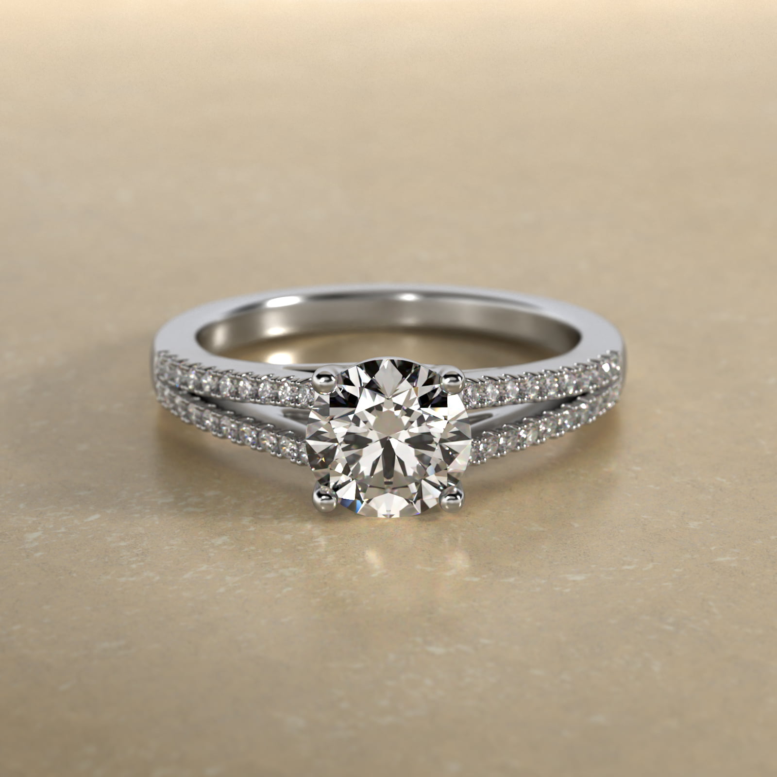 Cross Over Trellis Pavé Diamond Split Shank Engagement Ring In Platinum