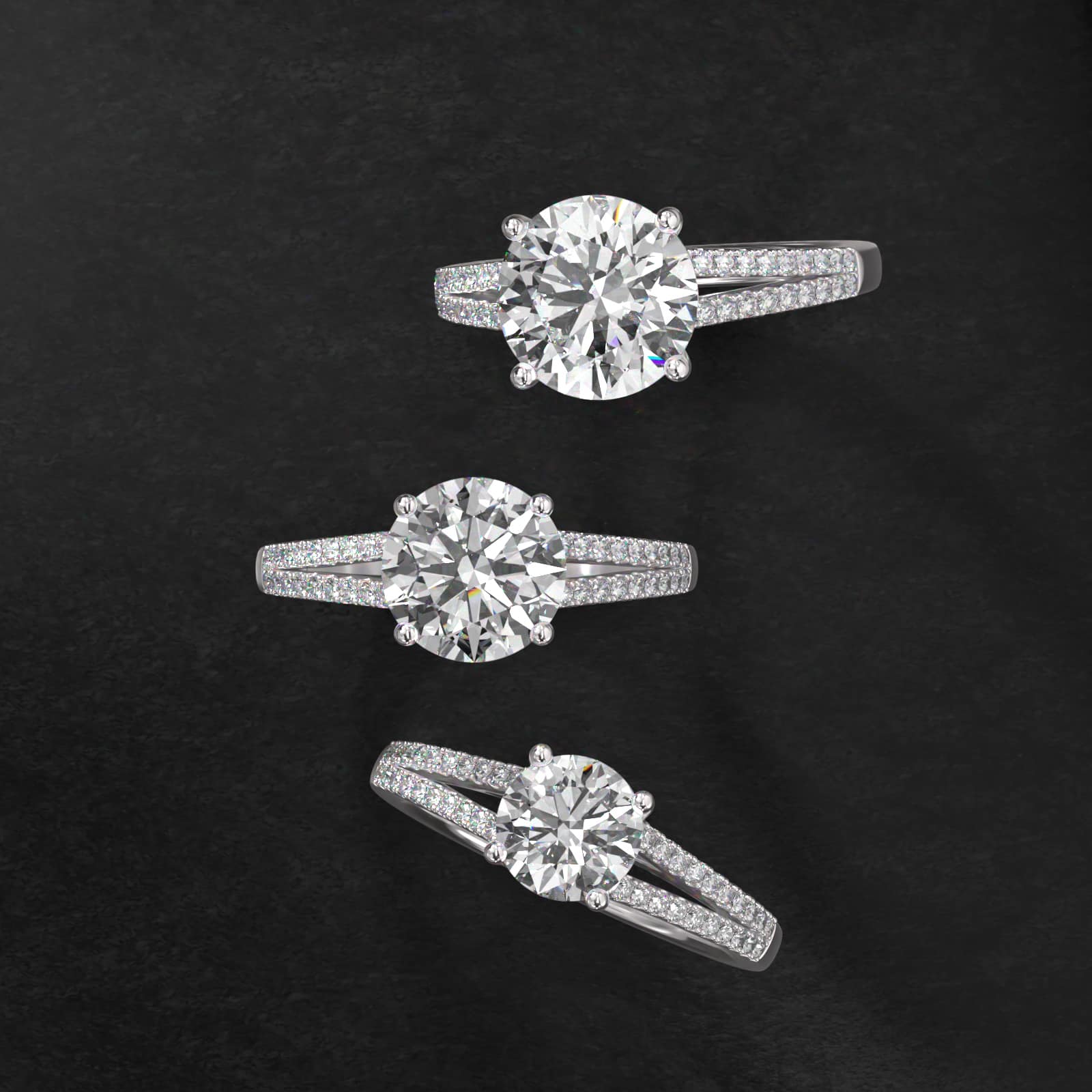 Cross Over Trellis Pavé Diamond Split Shank Engagement Ring In Platinum