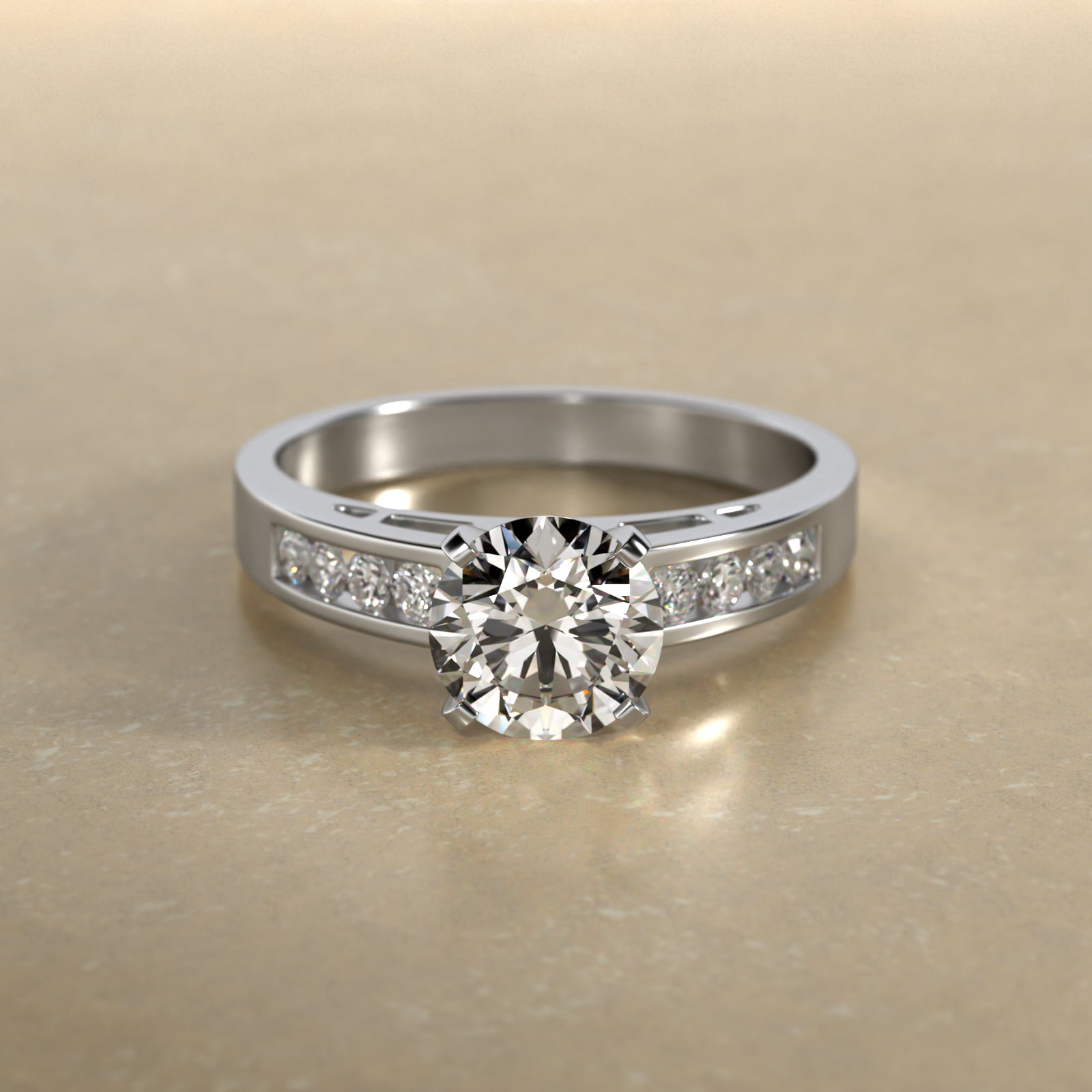 Platinum Channel Set Diamond Engagement Ring