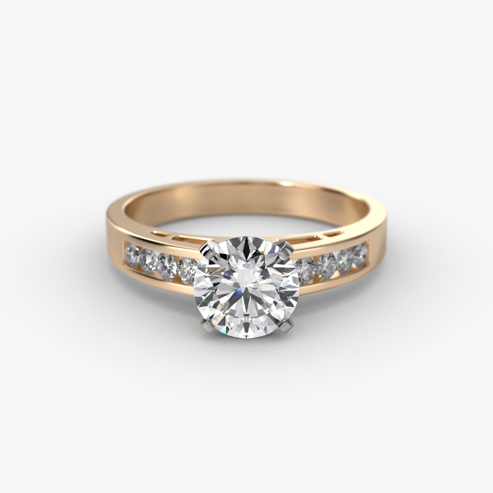 14K Yellow Gold Channel Set Diamond Engagement Ring