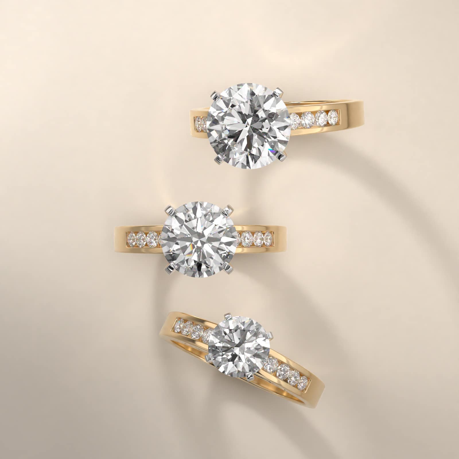 14K Yellow Gold Channel Set Diamond Engagement Ring