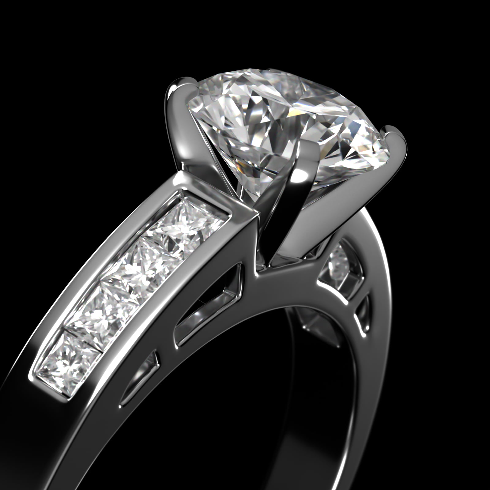 14K White Gold 0.42ct Channel Set Diamond Engagement Ring