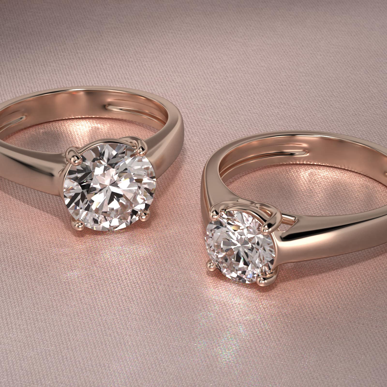 Thin Cross Prong Solitaire Engagement Ring In 14K Rose Gold