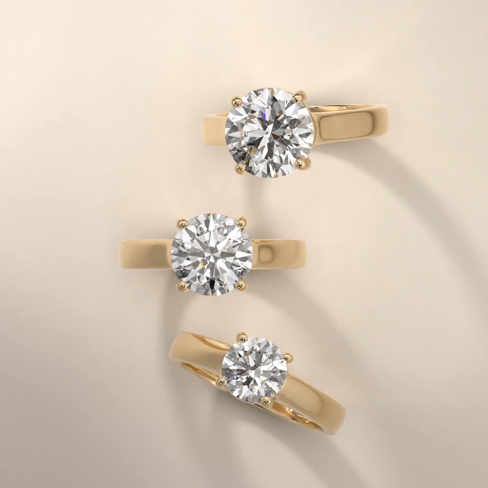 Thin Cross Prong Solitaire Engagement Ring In 18K Yellow Gold