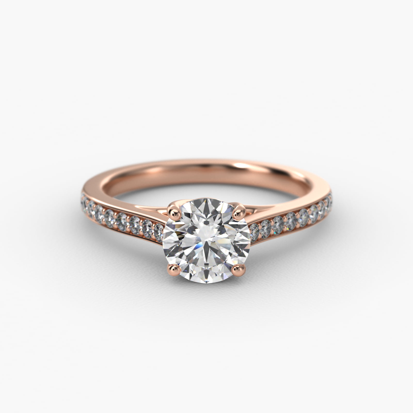 Cross Over Trellis Pavé Diamond Engagement Ring In 14K Rose Gold