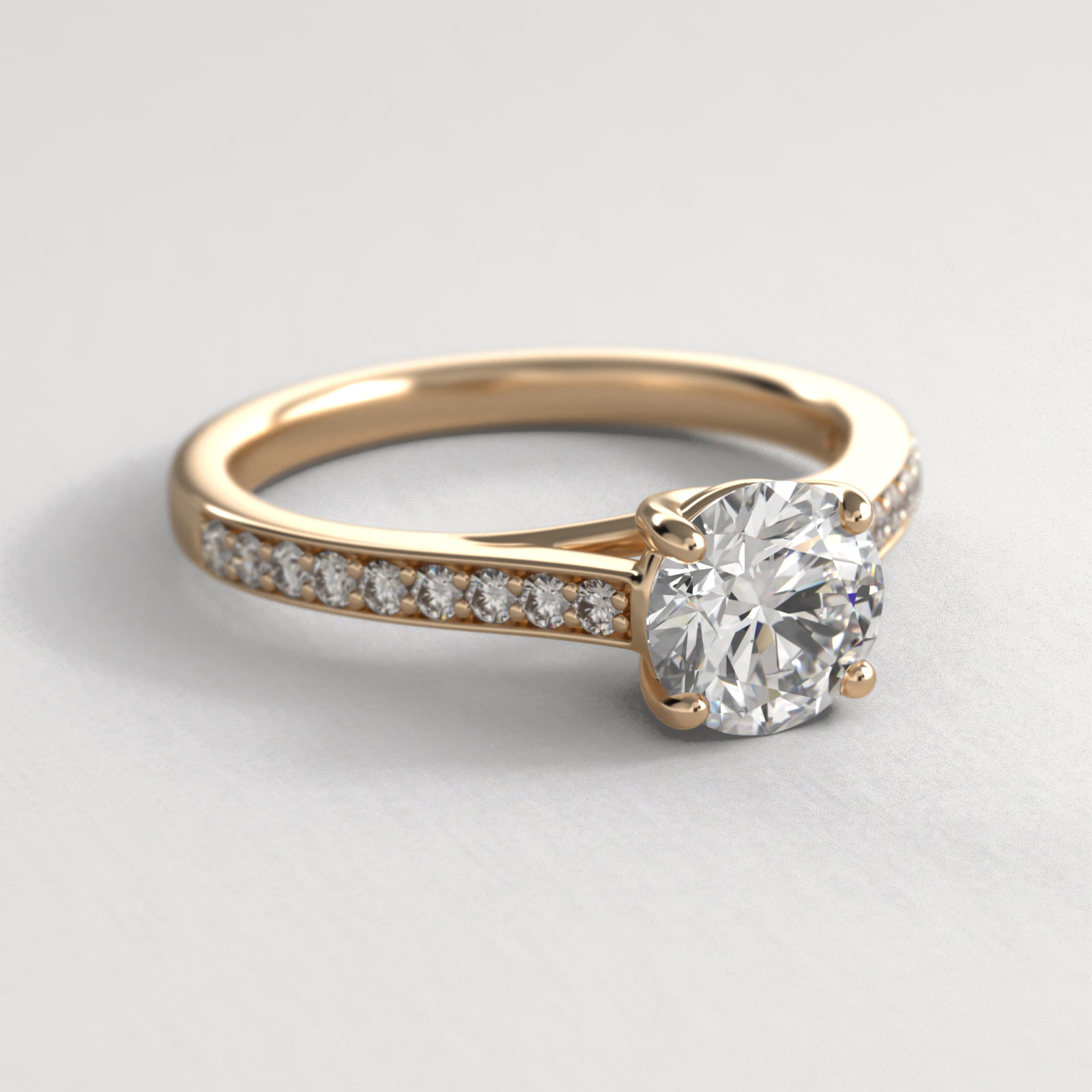 Cross Over Trellis Pavé Diamond Engagement Ring In 18K Yellow Gold