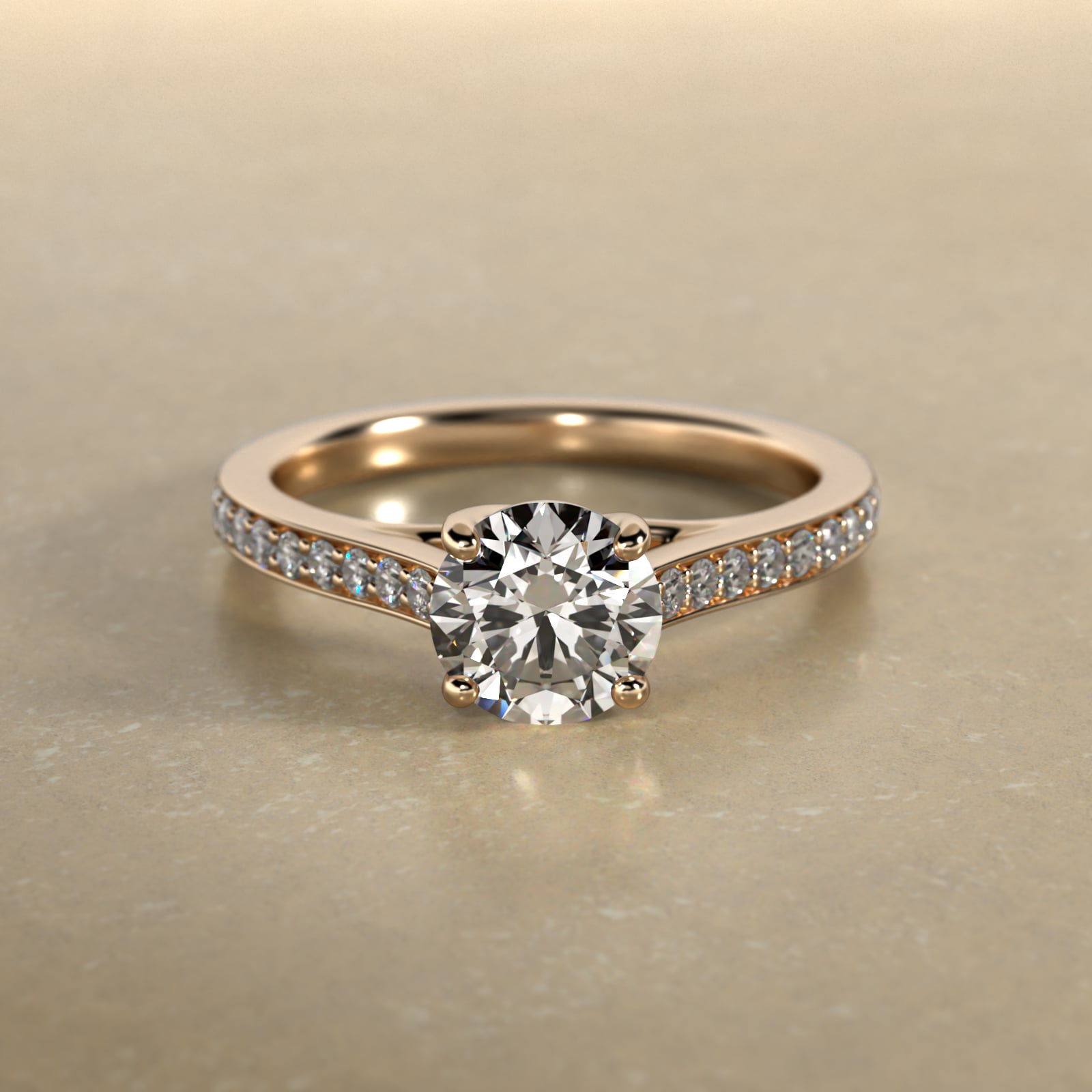 Cross Over Trellis Pavé Diamond Engagement Ring In 14K Yellow Gold