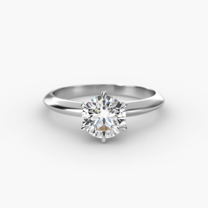 Knife Edge Six Prong Solitaire Engagement Ring In Platinum