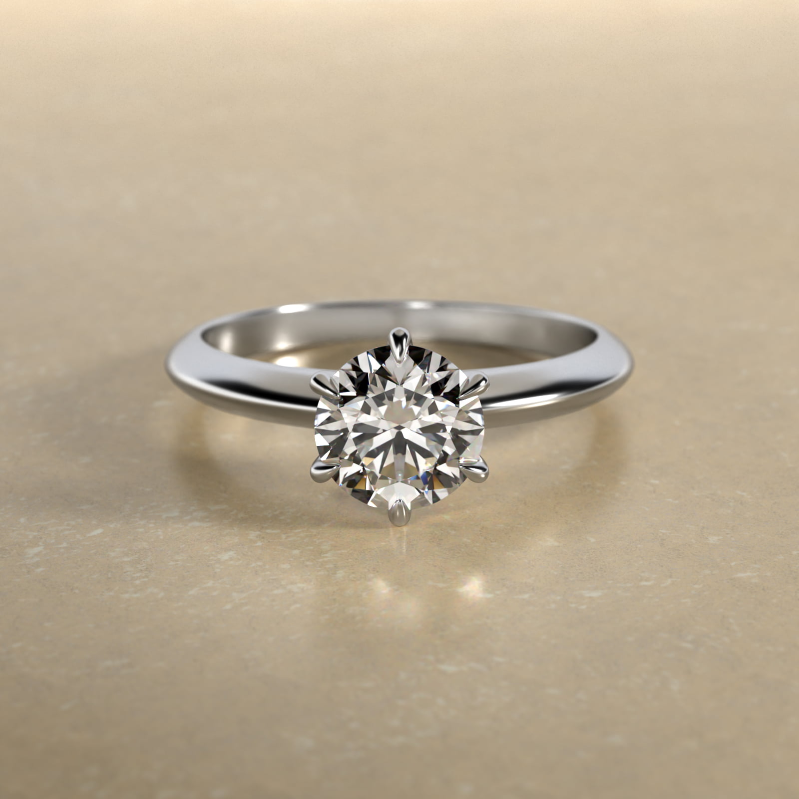 Knife Edge Six Prong Solitaire Engagement Ring In Platinum