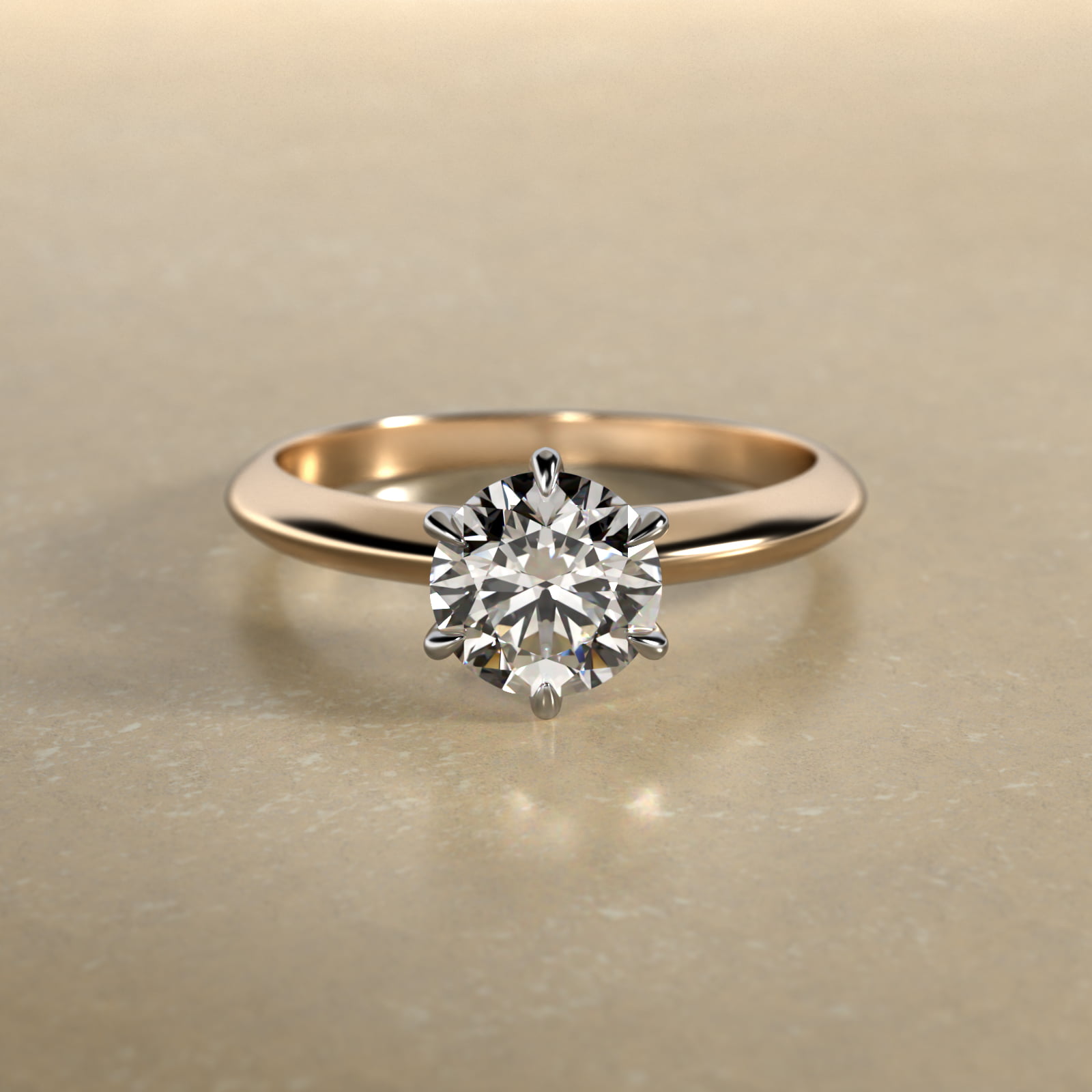 Knife Edge Six Prong Solitaire Engagement Ring In 18K Yellow Gold