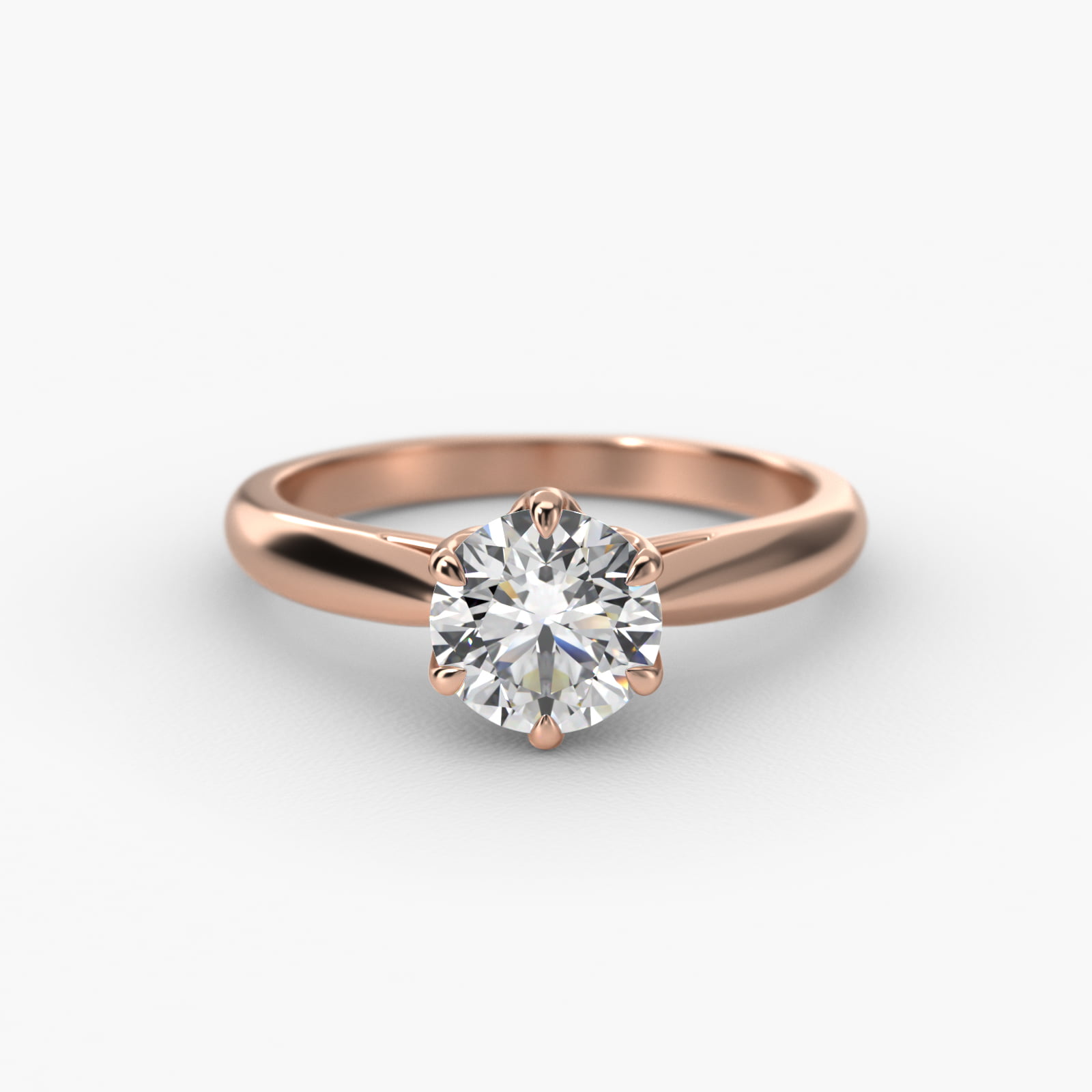 Modern Tulip Solitaire Engagement Ring In 14K Rose Gold