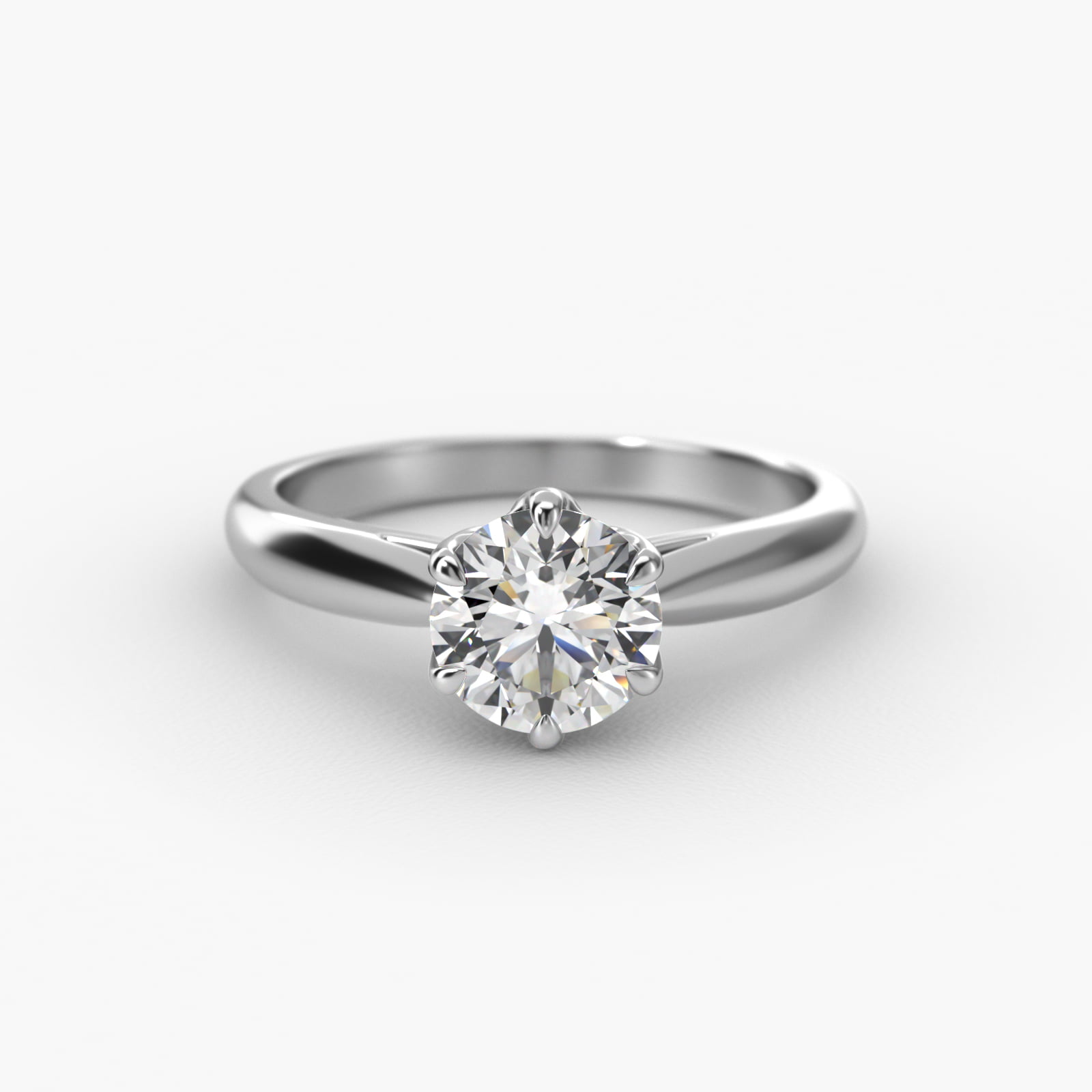 Modern Tulip Solitaire Engagement Ring In 14K White Gold