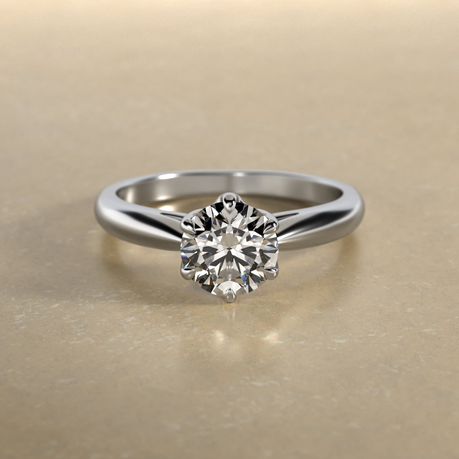 Modern Tulip Solitaire Engagement Ring In 18K White Gold
