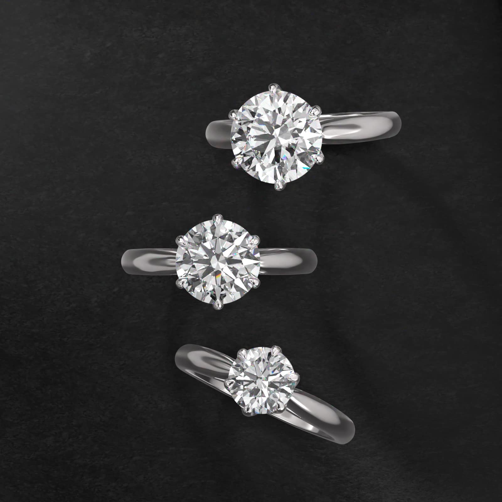 Modern Tulip Solitaire Engagement Ring In 14K White Gold