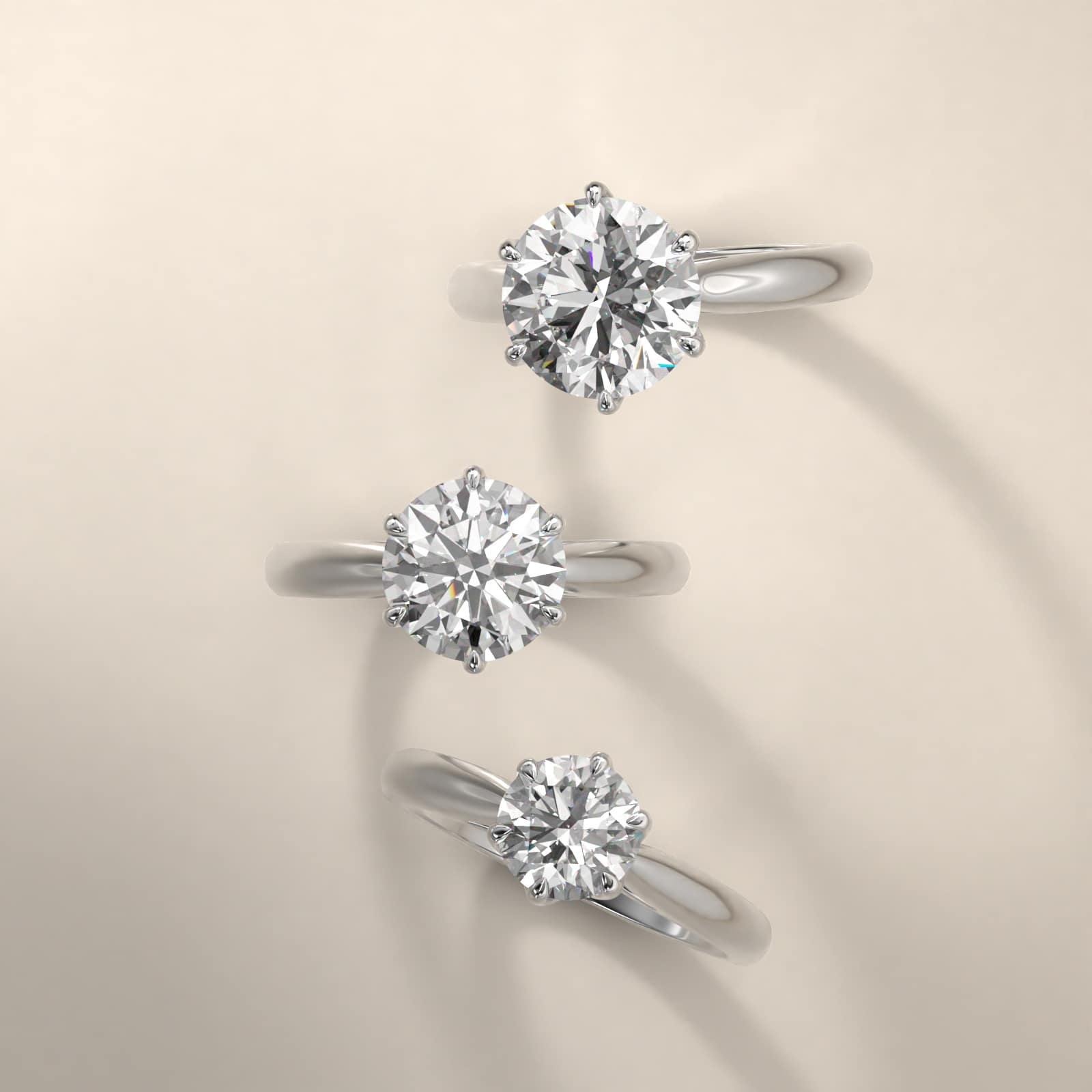 Modern Tulip Solitaire Engagement Ring In 18K White Gold