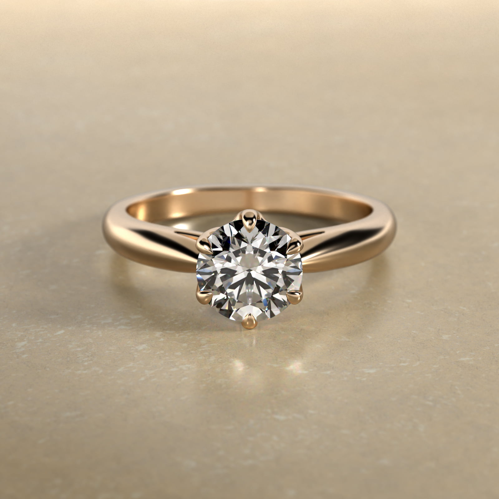 Modern Tulip Solitaire Engagement Ring In 18K Yellow Gold