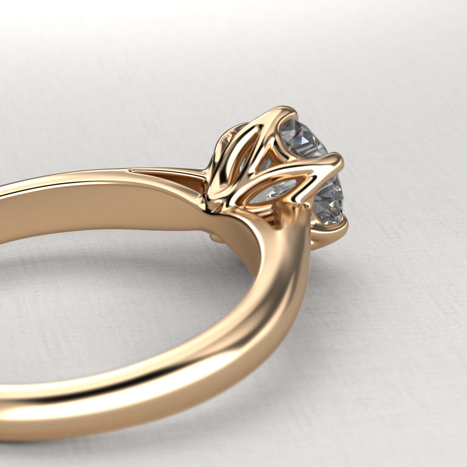 Modern Tulip Solitaire Engagement Ring In 18K Yellow Gold