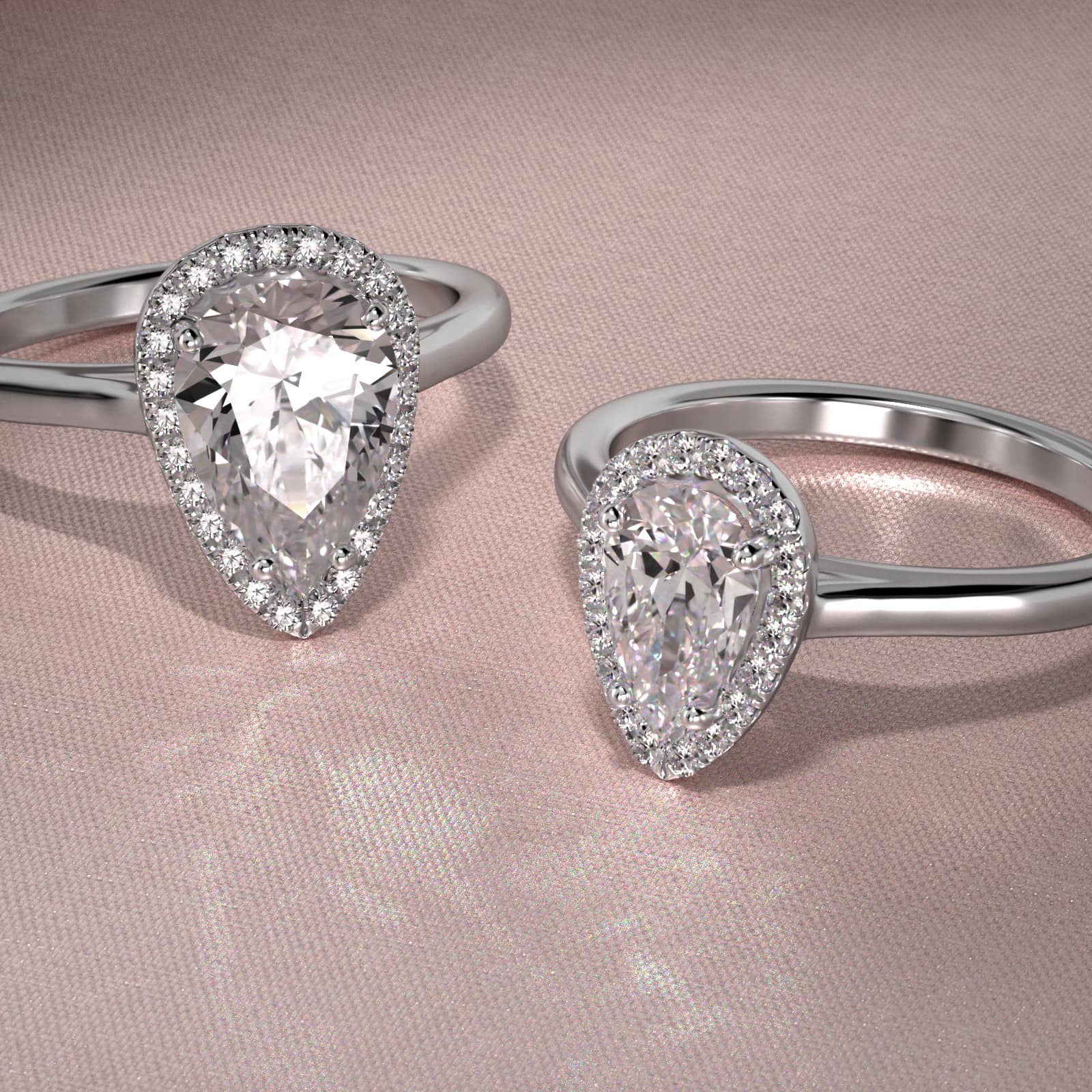 Pavé Diamond Halo Engagement Ring In Platinum (Pear)