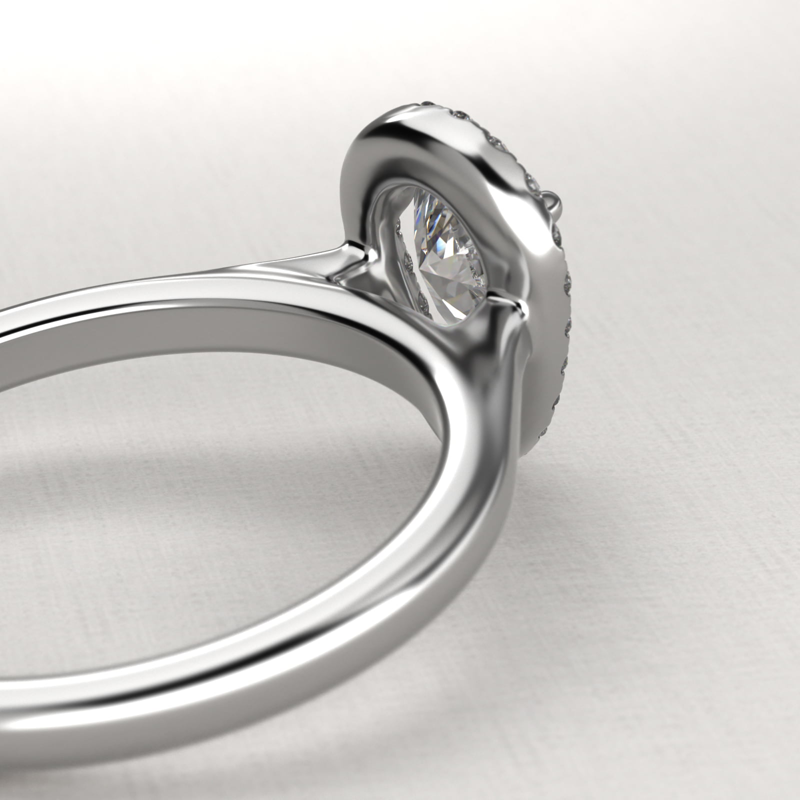 Pavé Diamond Halo Engagement Ring In Platinum (Pear)