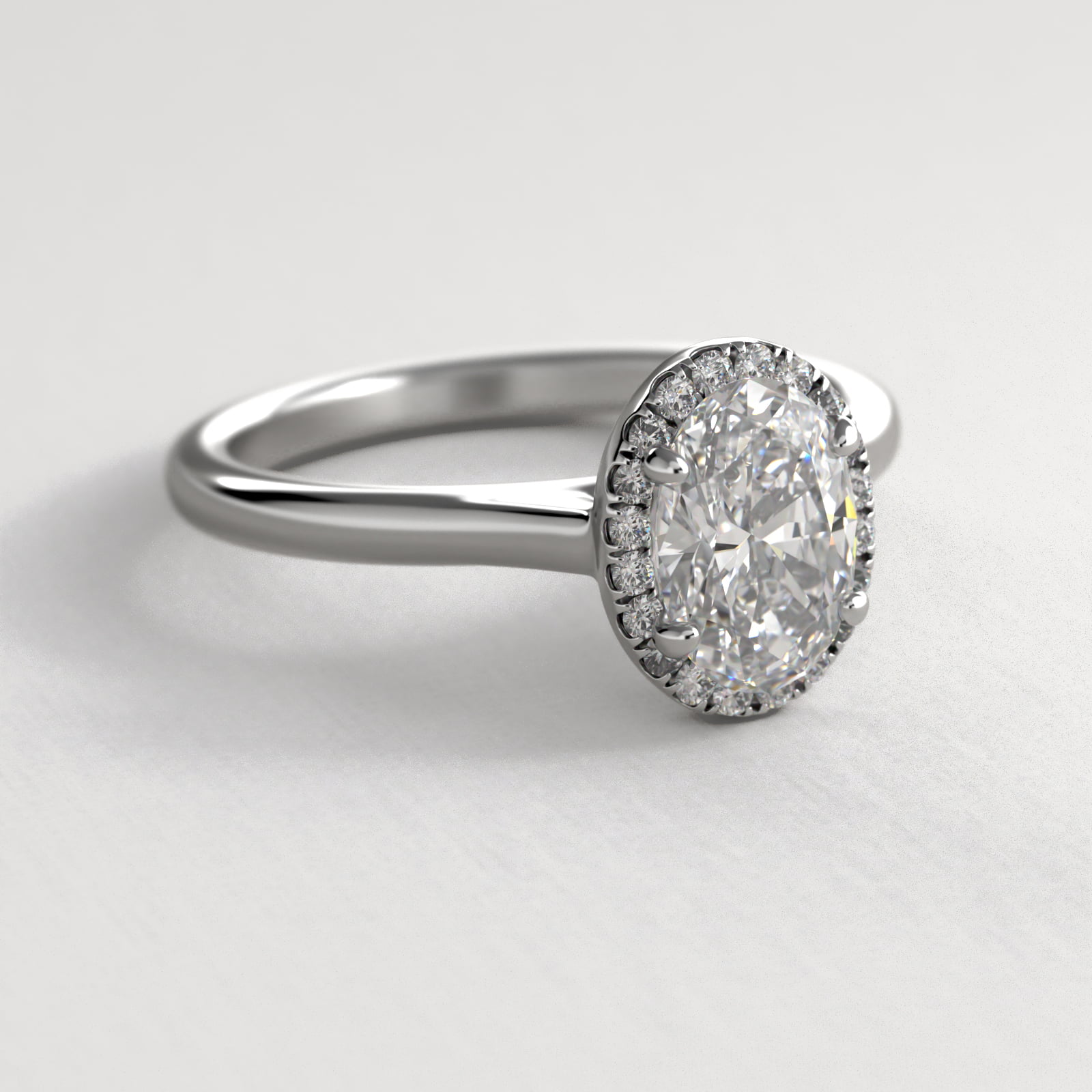 Pavé Diamond Halo Engagement Ring In Platinum (Oval)