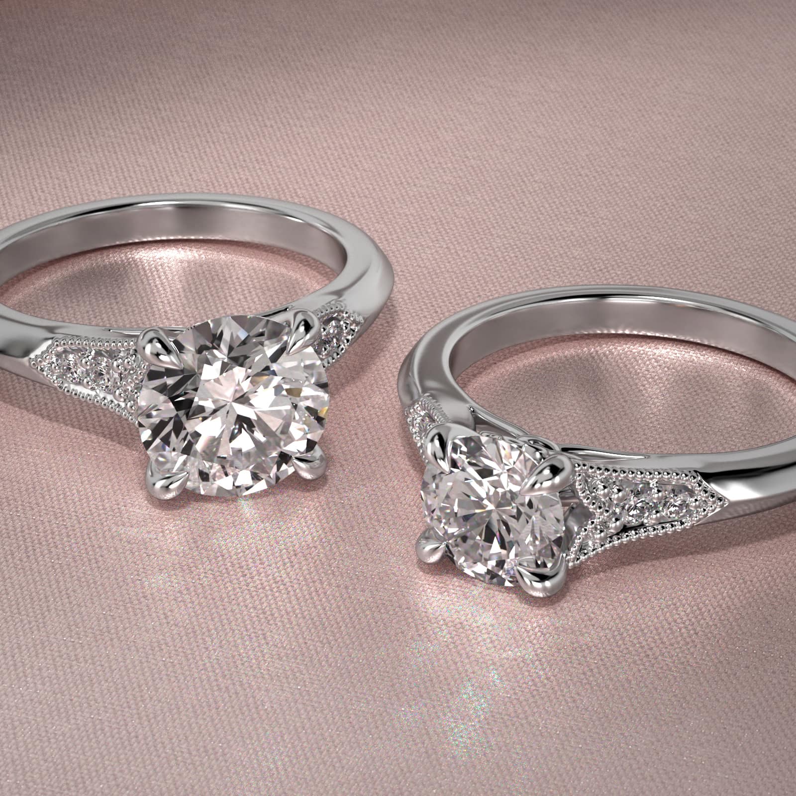 Art Deco Inspired Fleur-De-Lis Pavé Vintage-Style Engagement Ring In 14K White Gold