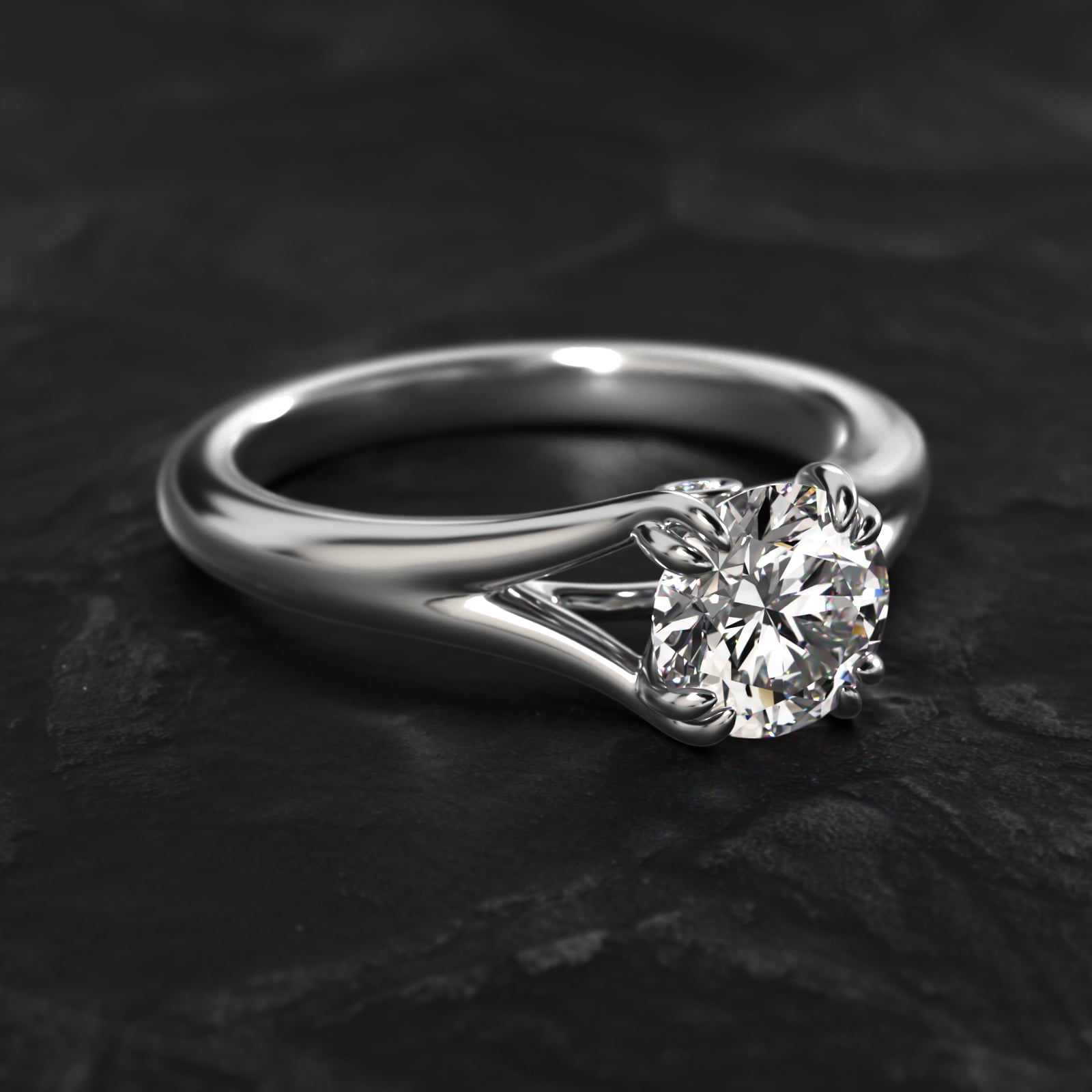 Split Shank Double Claw Solitaire Engagement Ring In Platinum