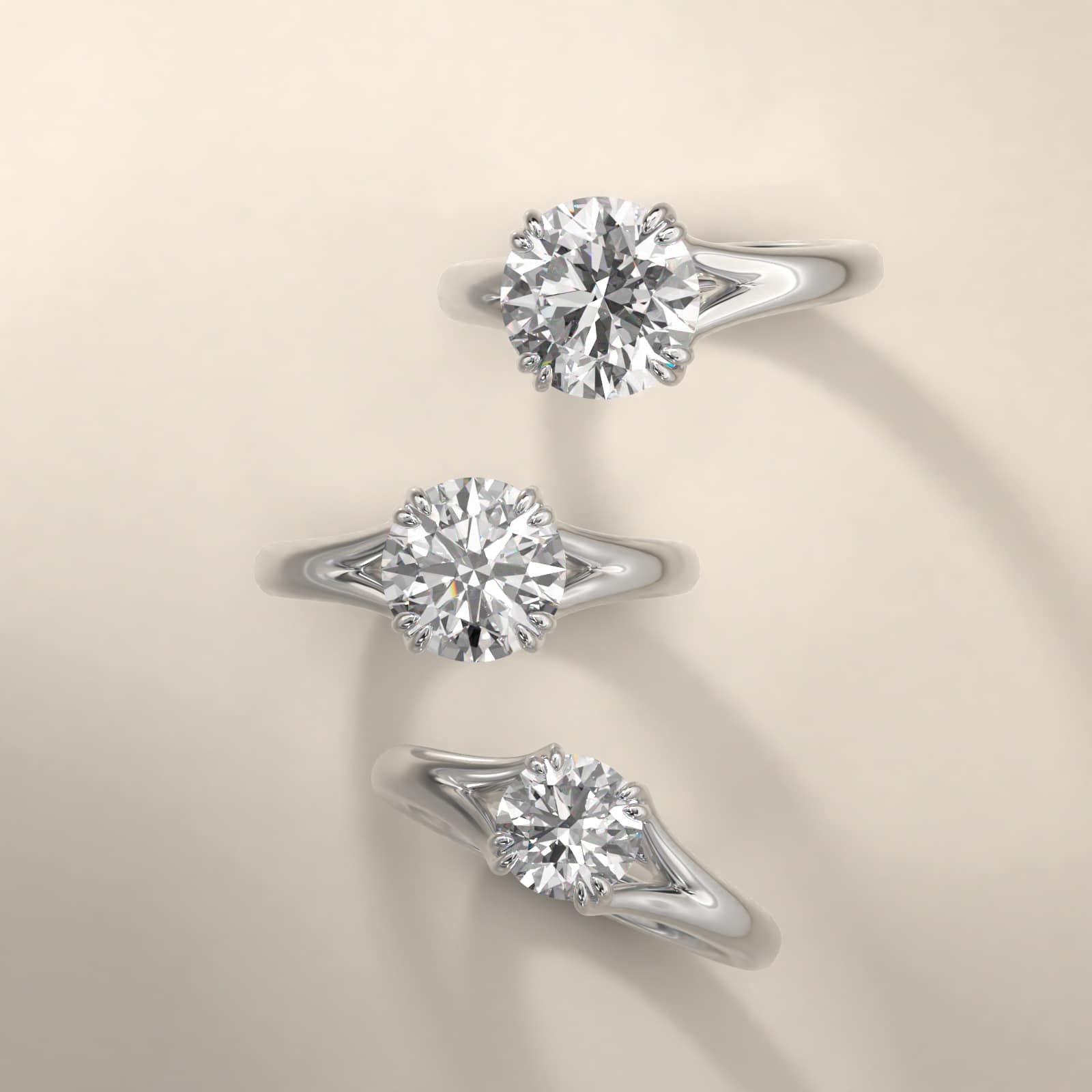 Split Shank Double Claw Solitaire Engagement Ring In Platinum