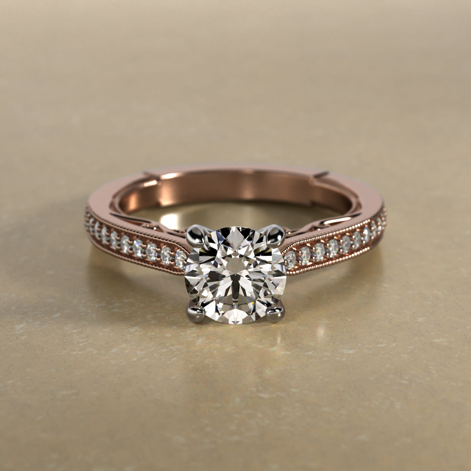 Enchanted Scroll Vintage-Style Engagement Ring In 14K Rose Gold