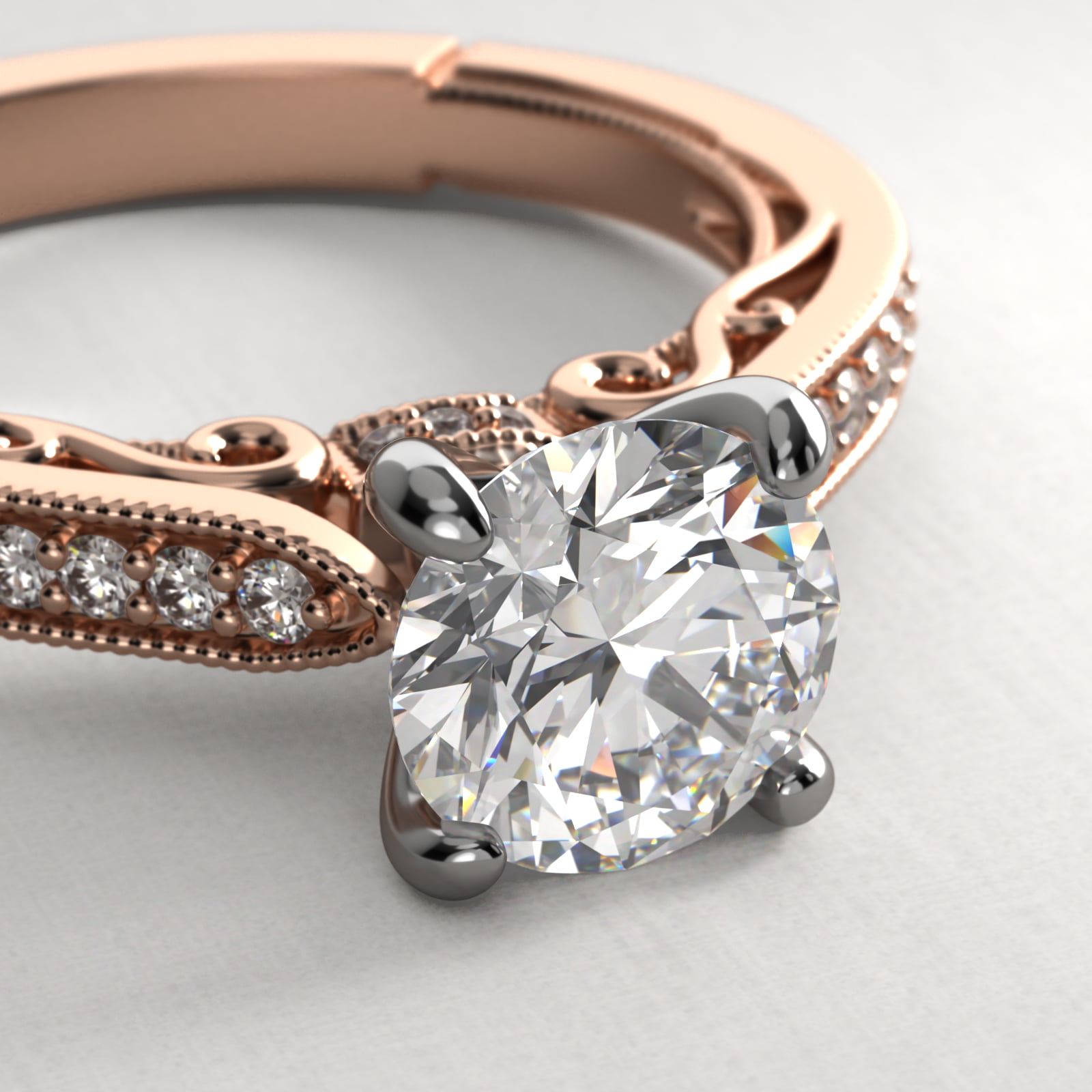 Enchanted Scroll Vintage-Style Engagement Ring In 14K Rose Gold