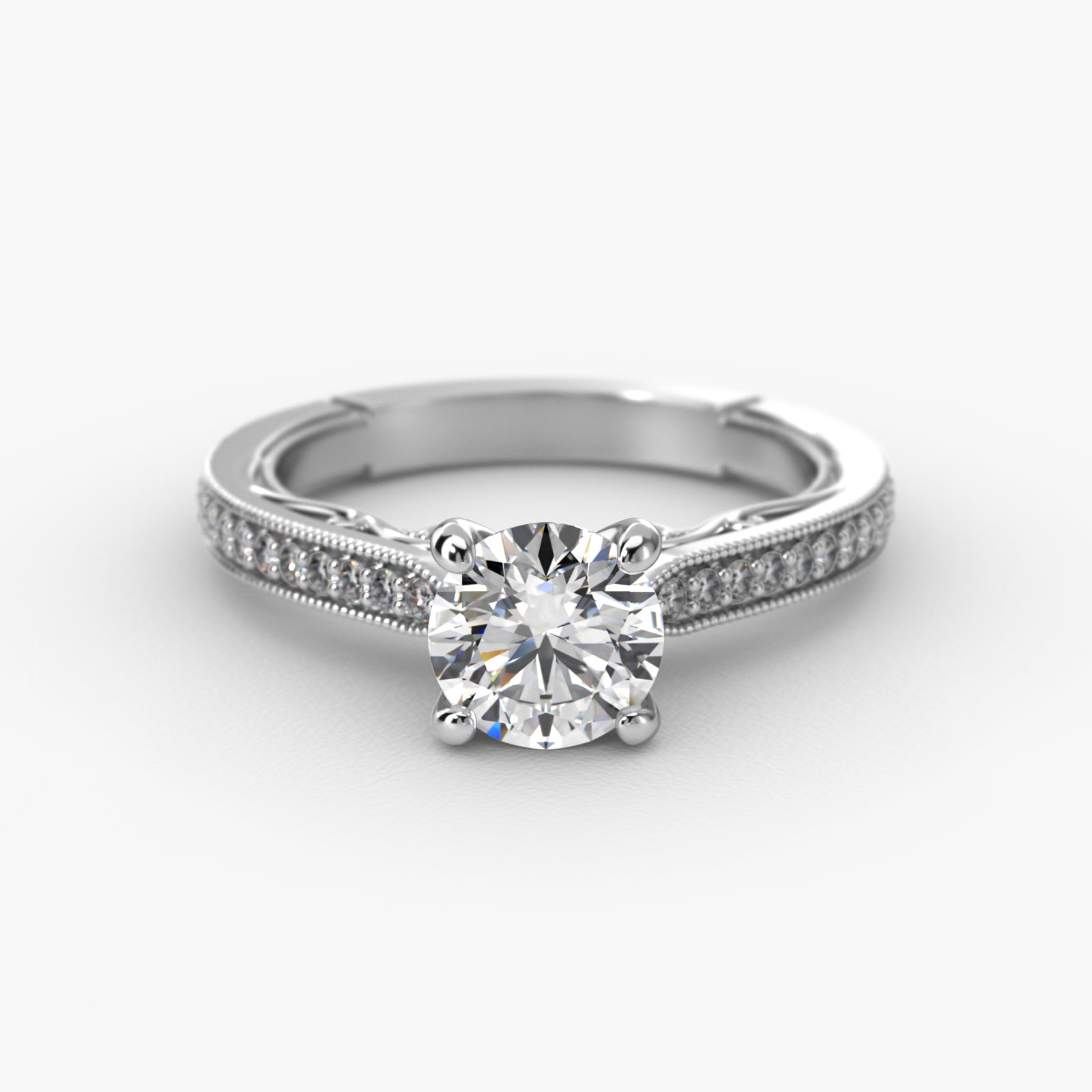 Enchanted Scroll Vintage-Style Engagement Ring In Platinum