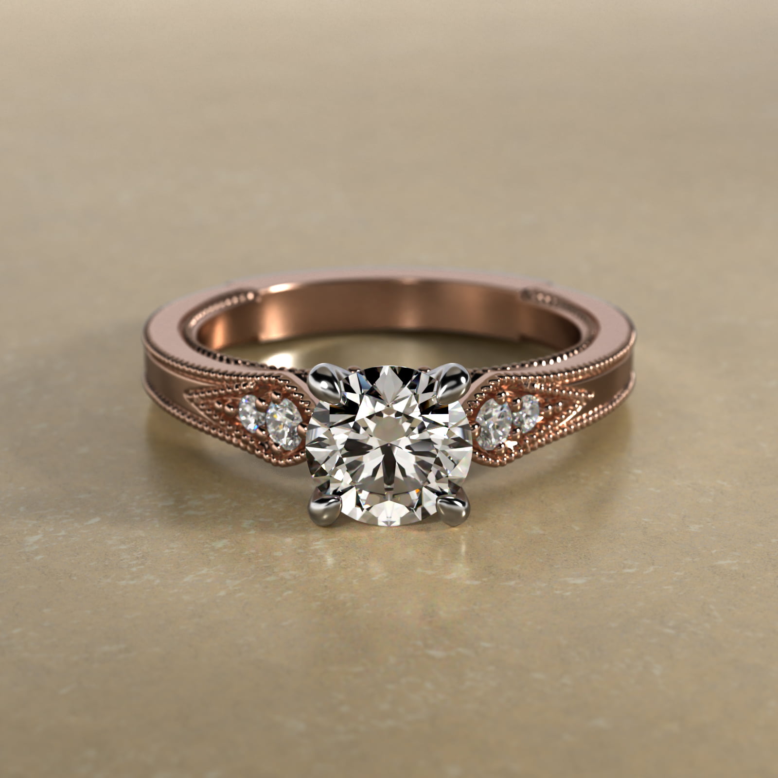 Paisley Surprise Vintage-Style Engagement Ring In 14K Rose Gold