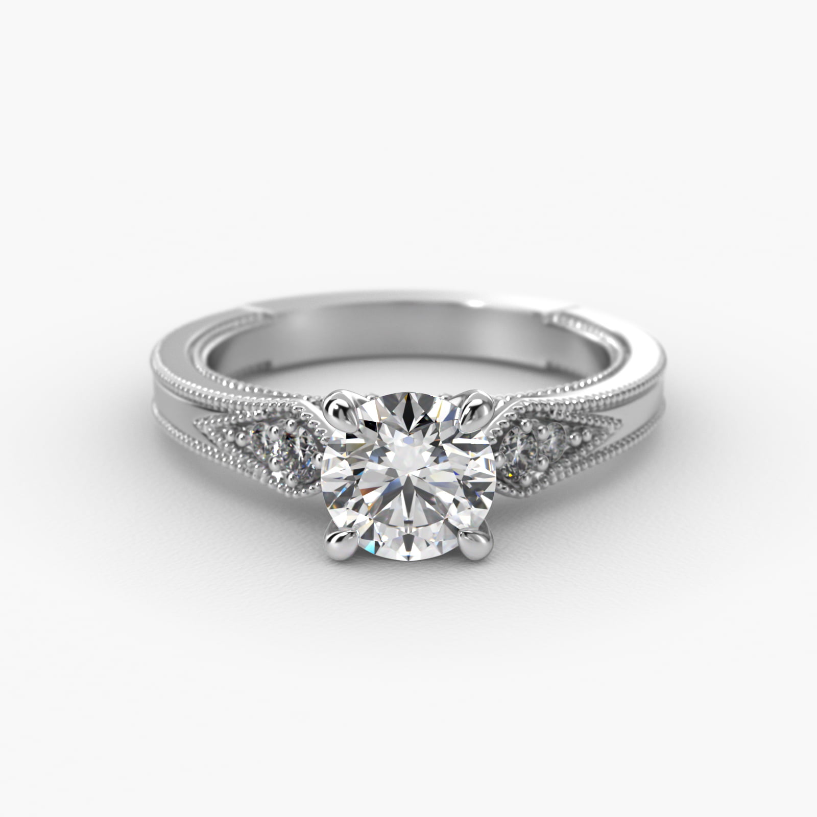Paisley Surprise Vintage-Style Engagement Ring In 18K White Gold
