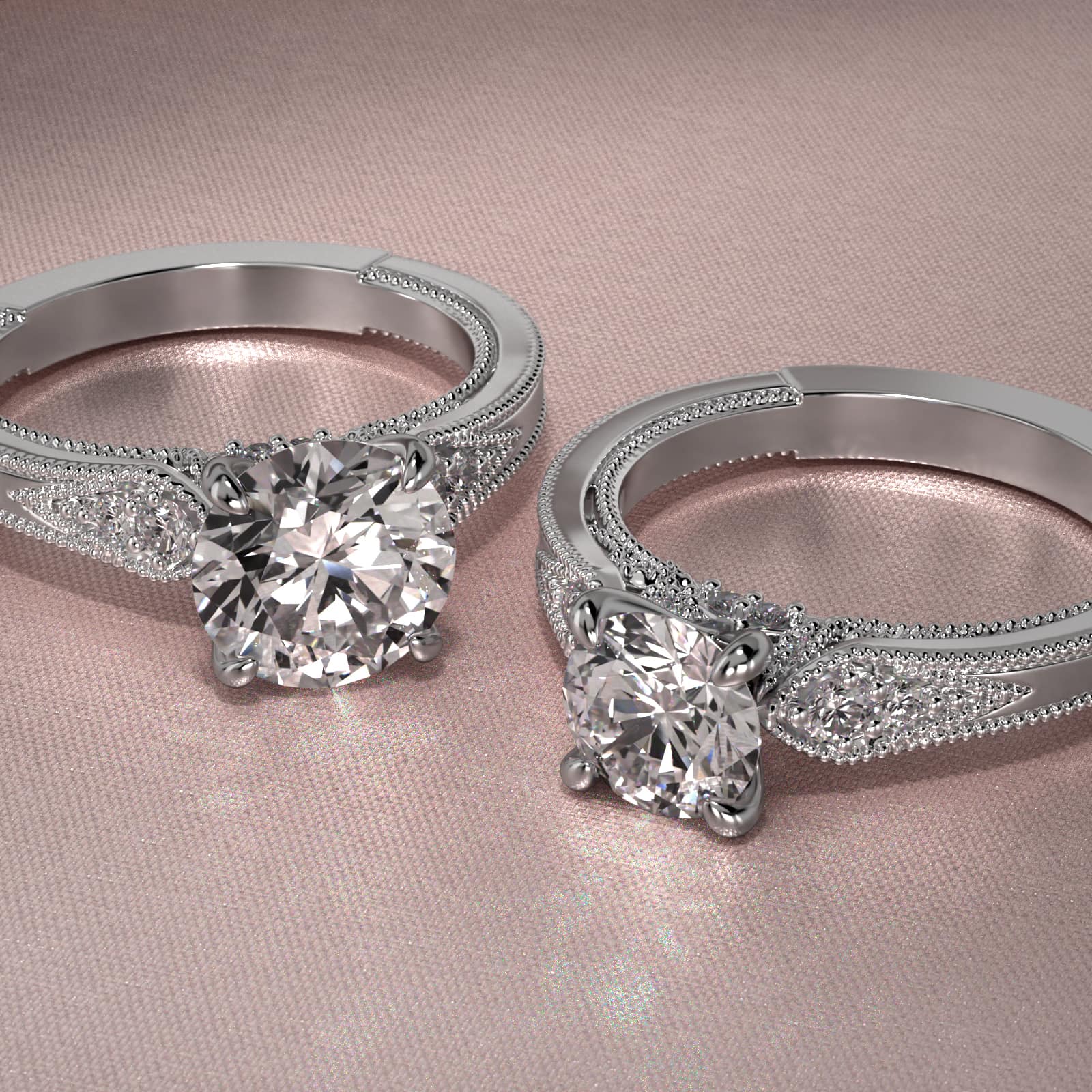 Paisley Surprise Vintage-Style Engagement Ring In 18K White Gold