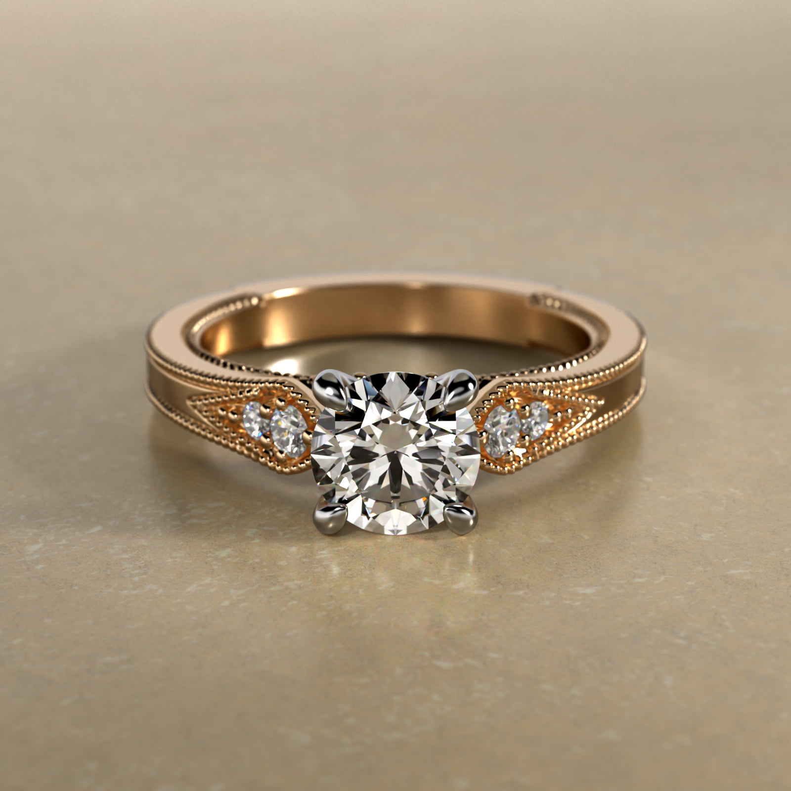 Paisley Surprise Vintage-Style Engagement Ring In 14K Yellow Gold