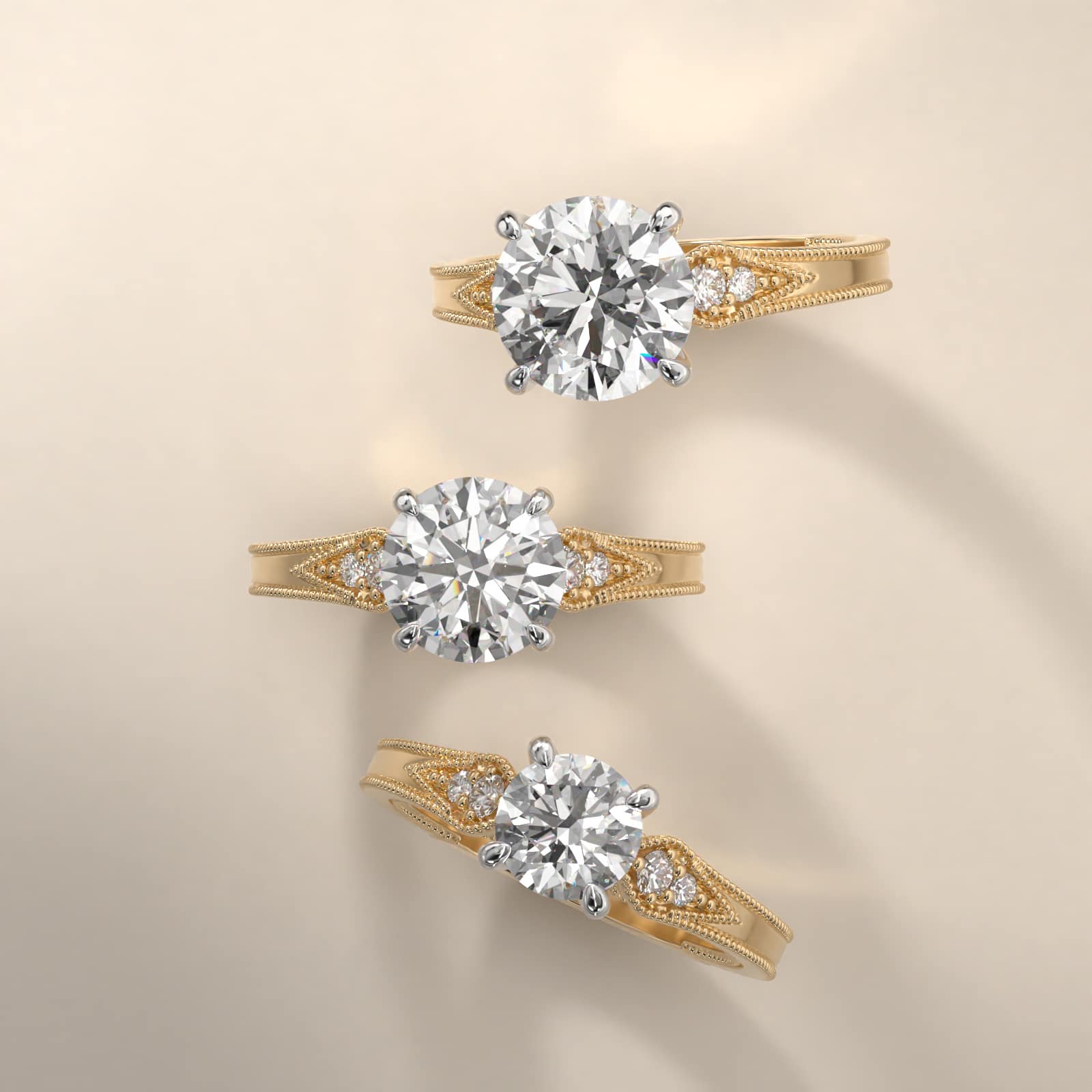 Paisley Surprise Vintage-Style Engagement Ring In 18K Yellow Gold