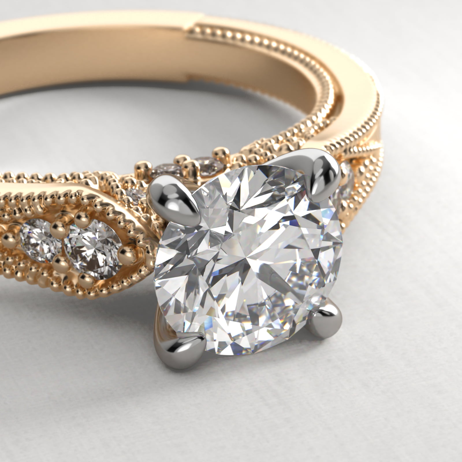 Paisley Surprise Vintage-Style Engagement Ring In 18K Yellow Gold