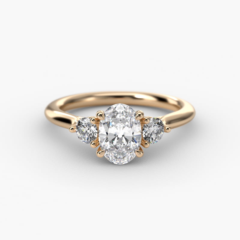 Classic Round Diamond Three Stone Engagement Ring In 14K Yellow Gold